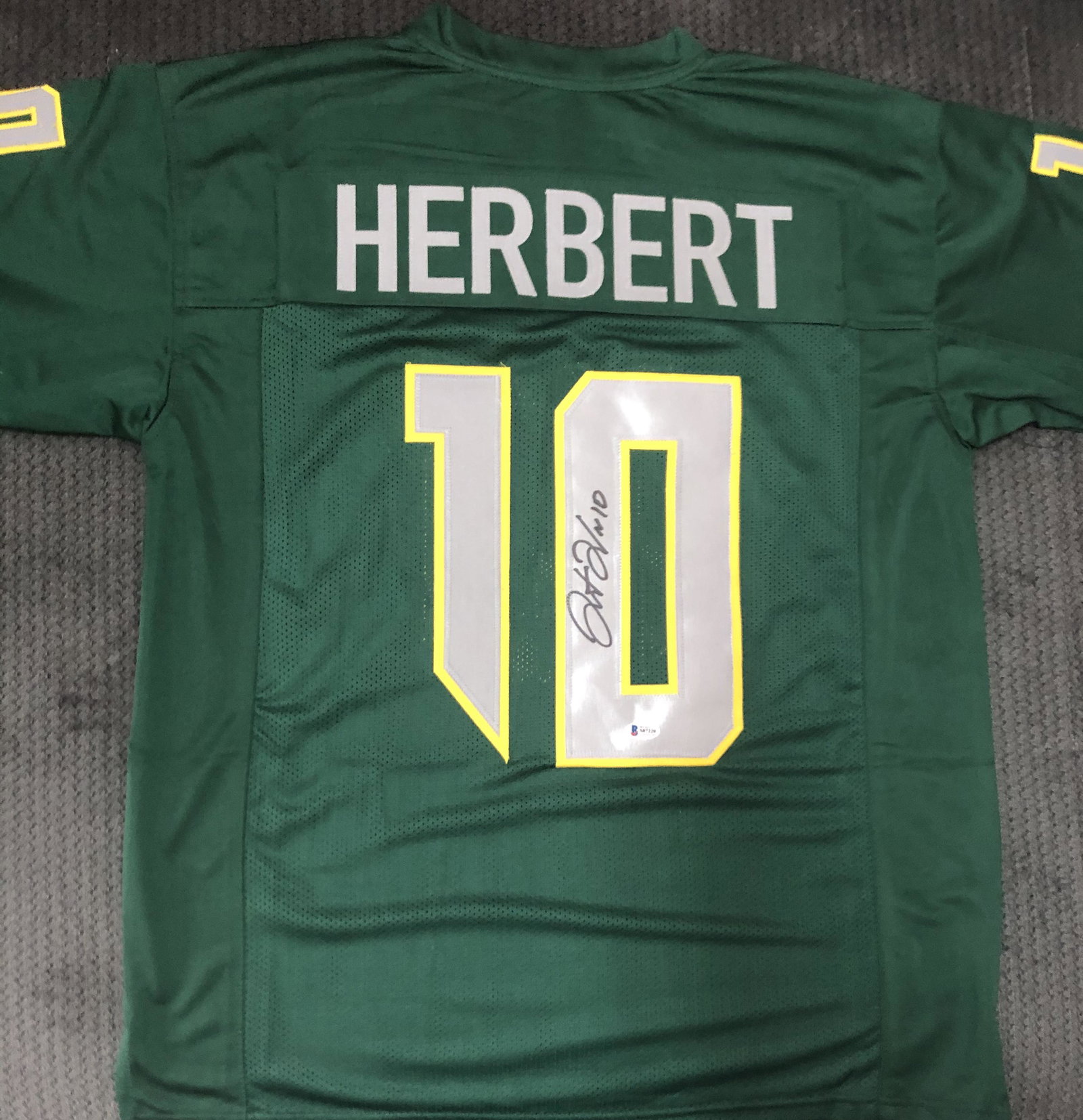 Justin Herbert Autographed Jersey (1 of 1)