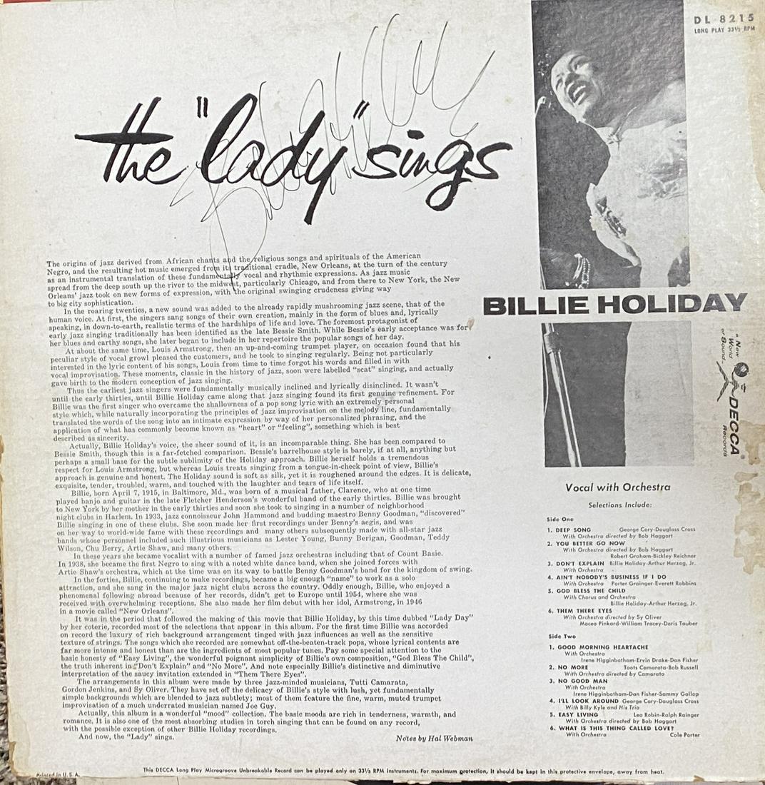 Billie Holliday Autographed Album (1 of 1)
