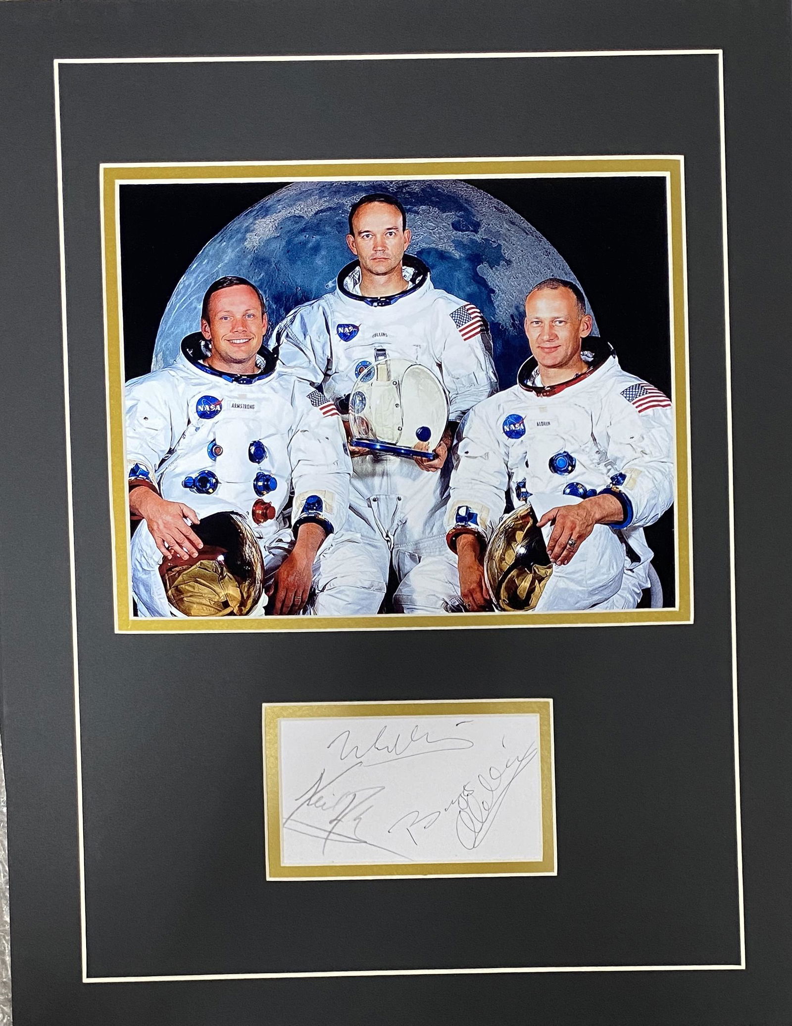 Apollo 11 Autographed Display NEIL BUZZ MICHAEL (1 of 1)