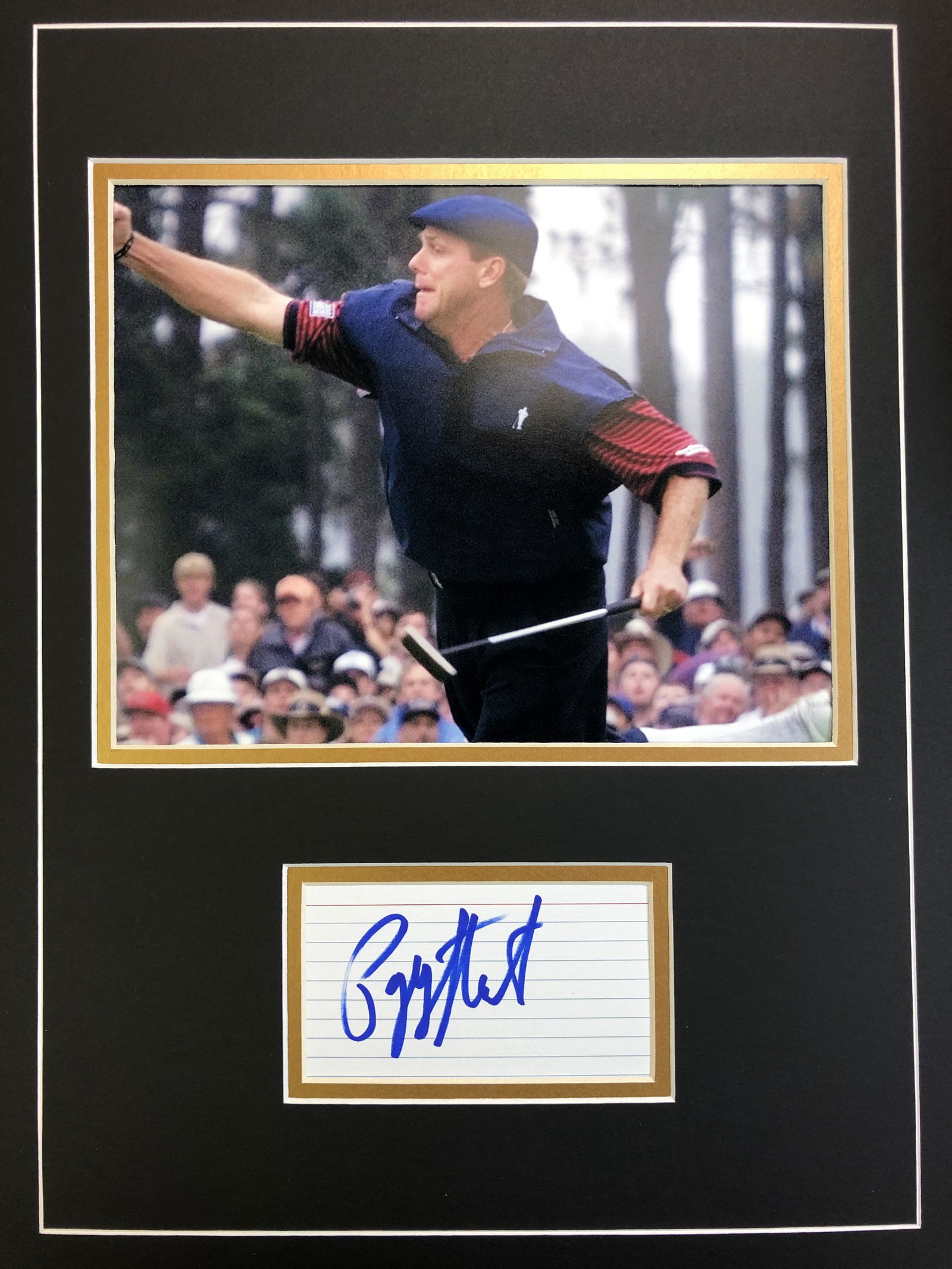 Payne Stewart Autograph In Matted Display: Ask any and all questions before bidding. All framed items take 2 weeks for framing. We ship every day. Once invoice is paid items usually ship within 4 days of payment, unless it is a framed item. So