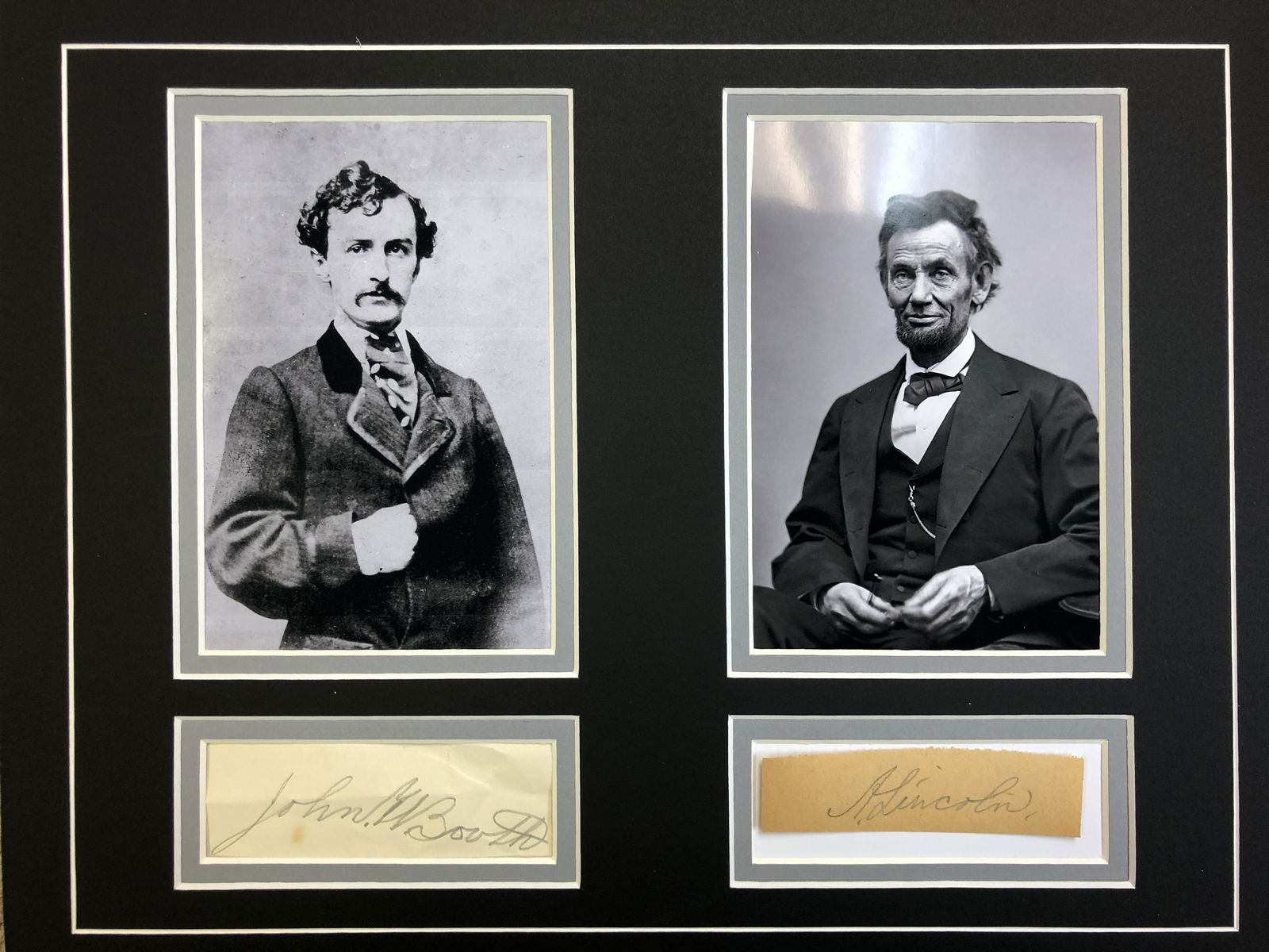 Lincoln And Booth Autographs In Matted Display (1 of 1)