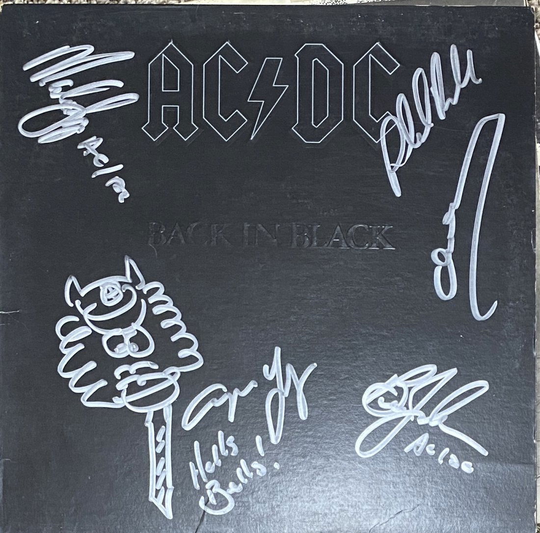 AC/DC Autographed Album All 5 ANGUS SKETCH (1 of 1)