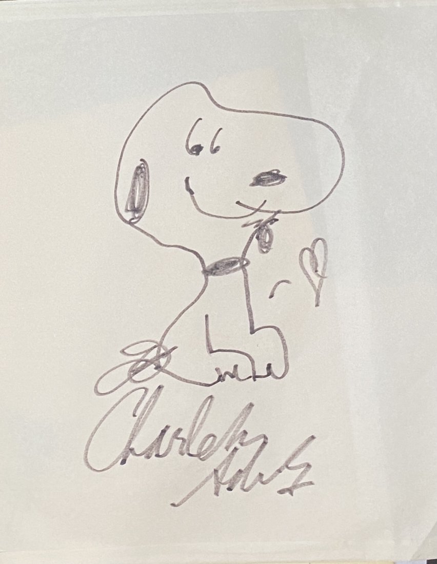 CHARLES SCHULZ SNOOPY AUTOGRAPHED SKETCH (1 of 1)