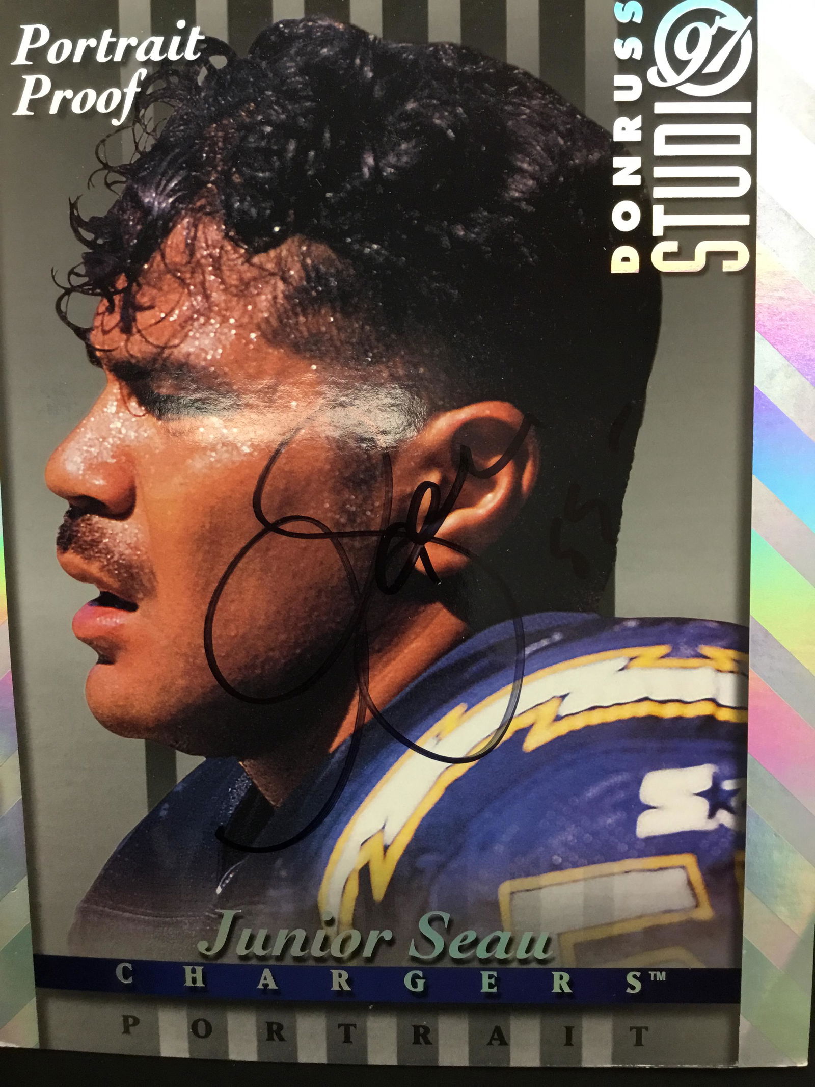Junior Seau Autographed Portrait Proof Card (1 of 1)