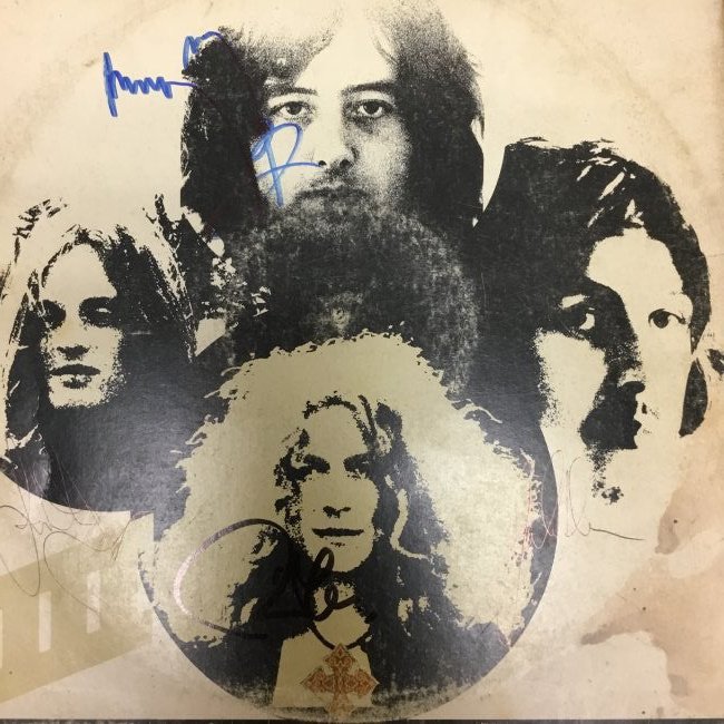 Led Zeppelin Autographed Album Cover Only: Ask any and all questions before bidding. All framed items take 2 weeks for framing. We ship every day. Once invoice is paid items usually ship within 4 days of payment, unless it is a framed item. So