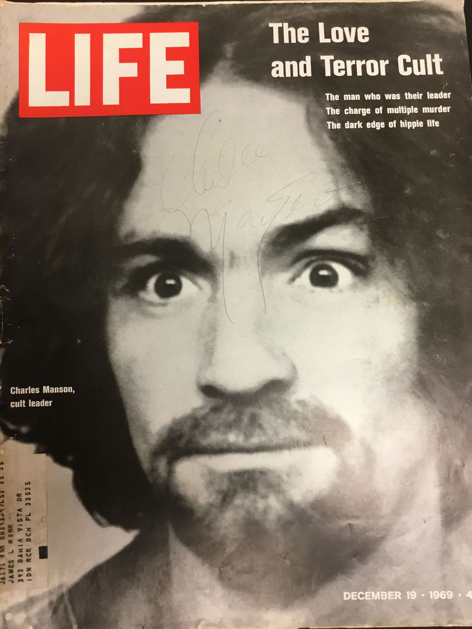 Charles Manson Autographed Life Magazine (1 of 1)