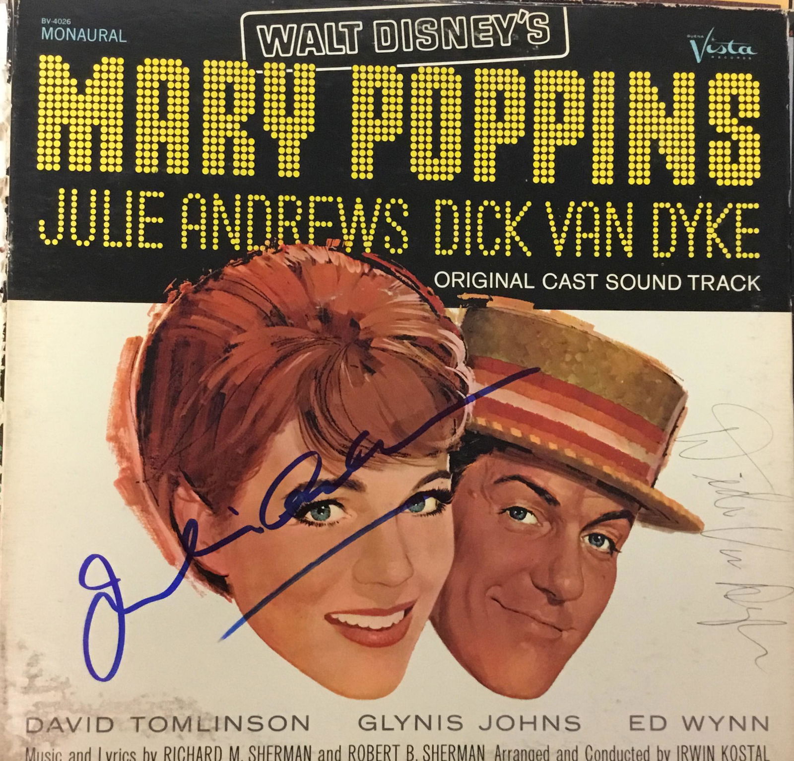 Dick Van Dyke and Julie Andrews Autographed Album Cover (1 of 1)