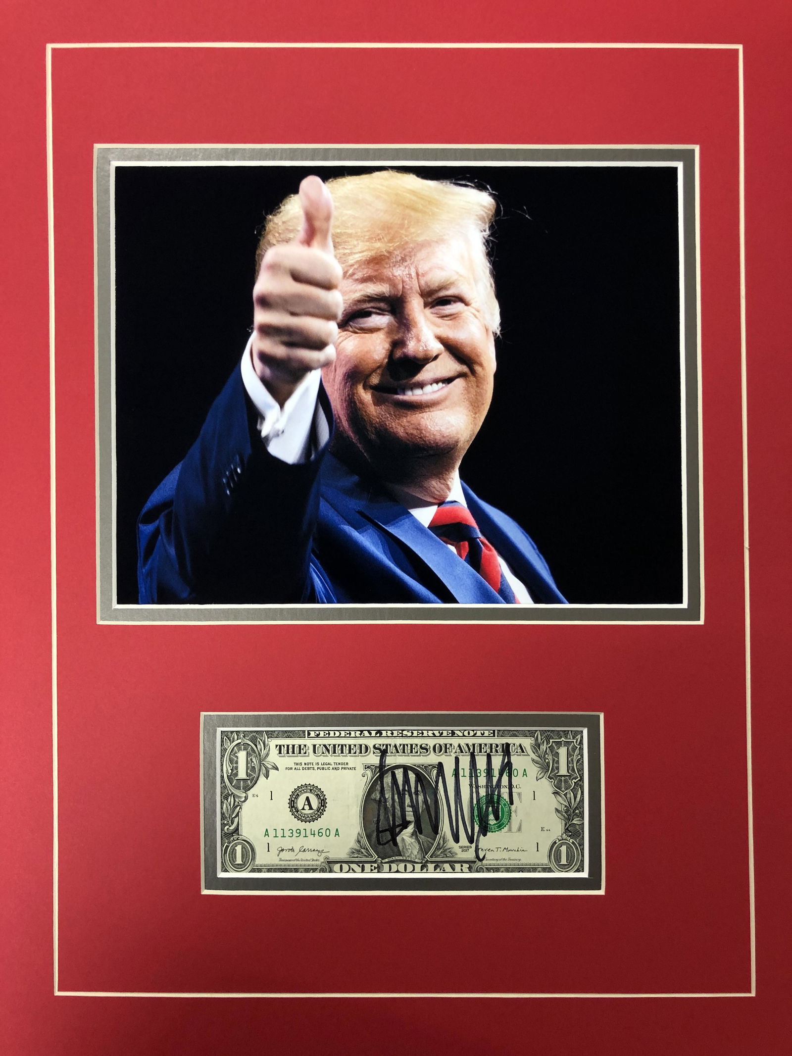Donald Trump Autographed Dollar Display (1 of 1)