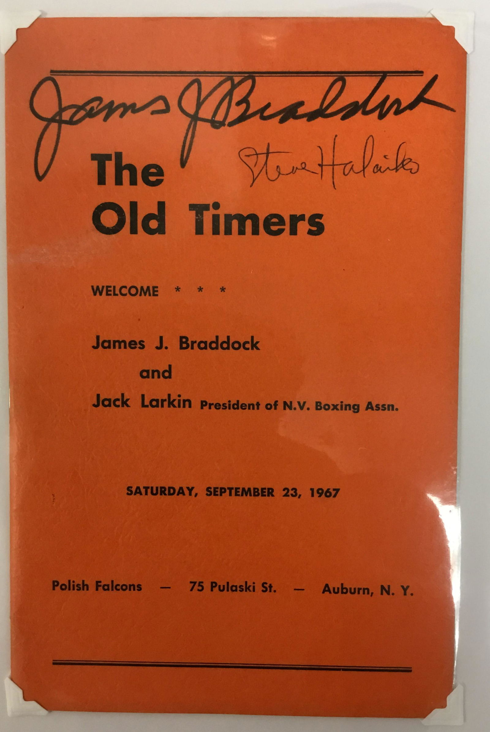 James Braddock Autographed "The Old Timers" Brochure (1 of 1)