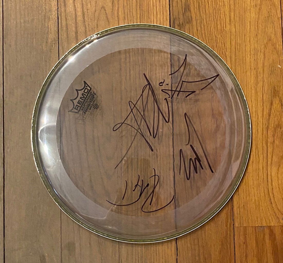 METALLICA AUTOGRAPHED DRUMHEAD JAMES LARS KIRK ROB (1 of 1)