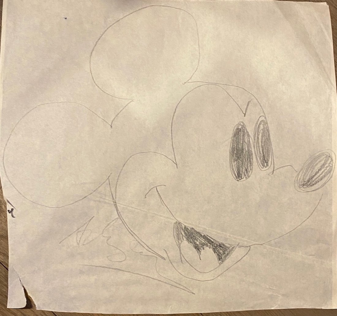 Andy Warhol Autographed Mickey Mouse Sketch (1 of 1)