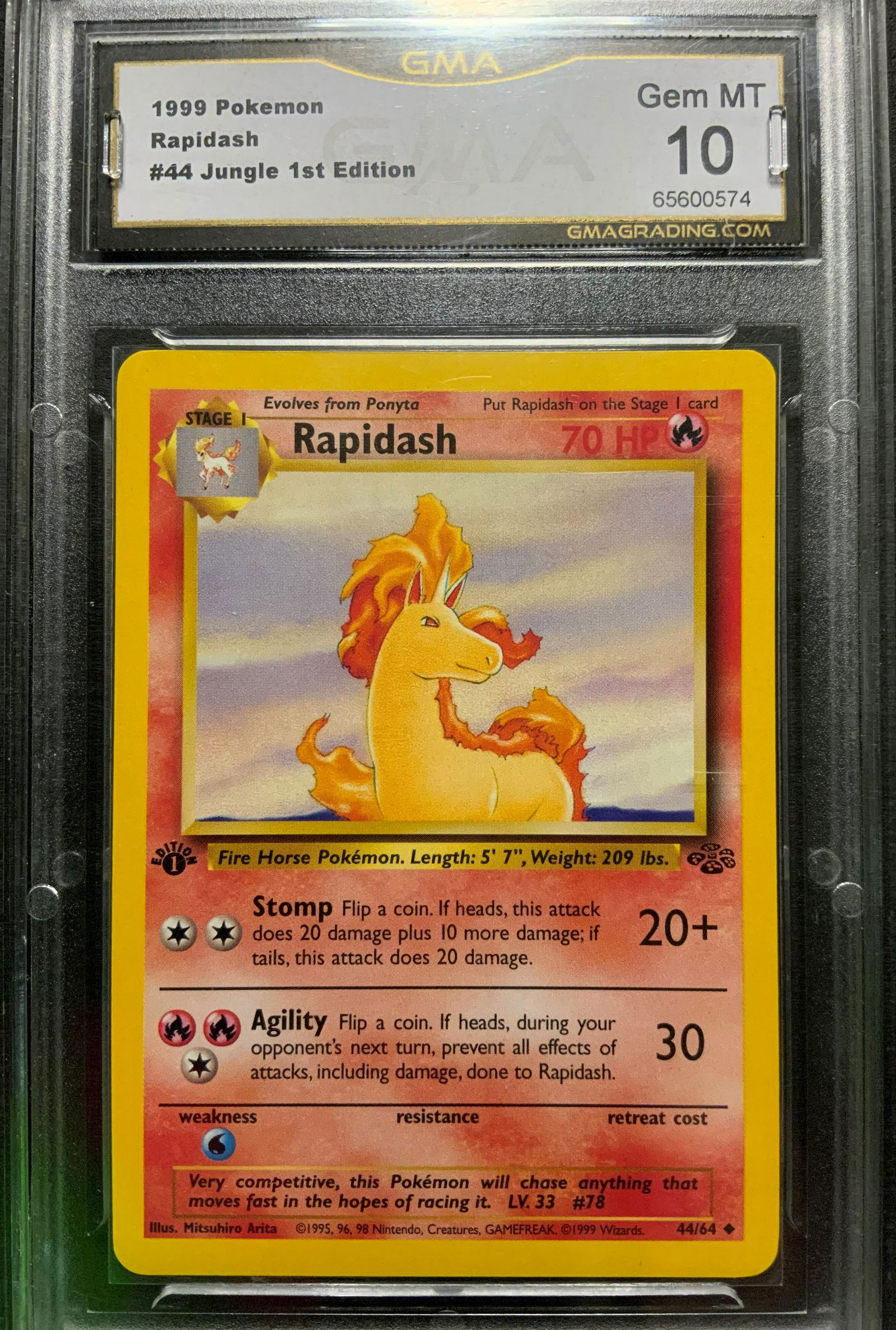Rapidash 1999 #44 GMA Graded Gem MT 10 (1 of 1)