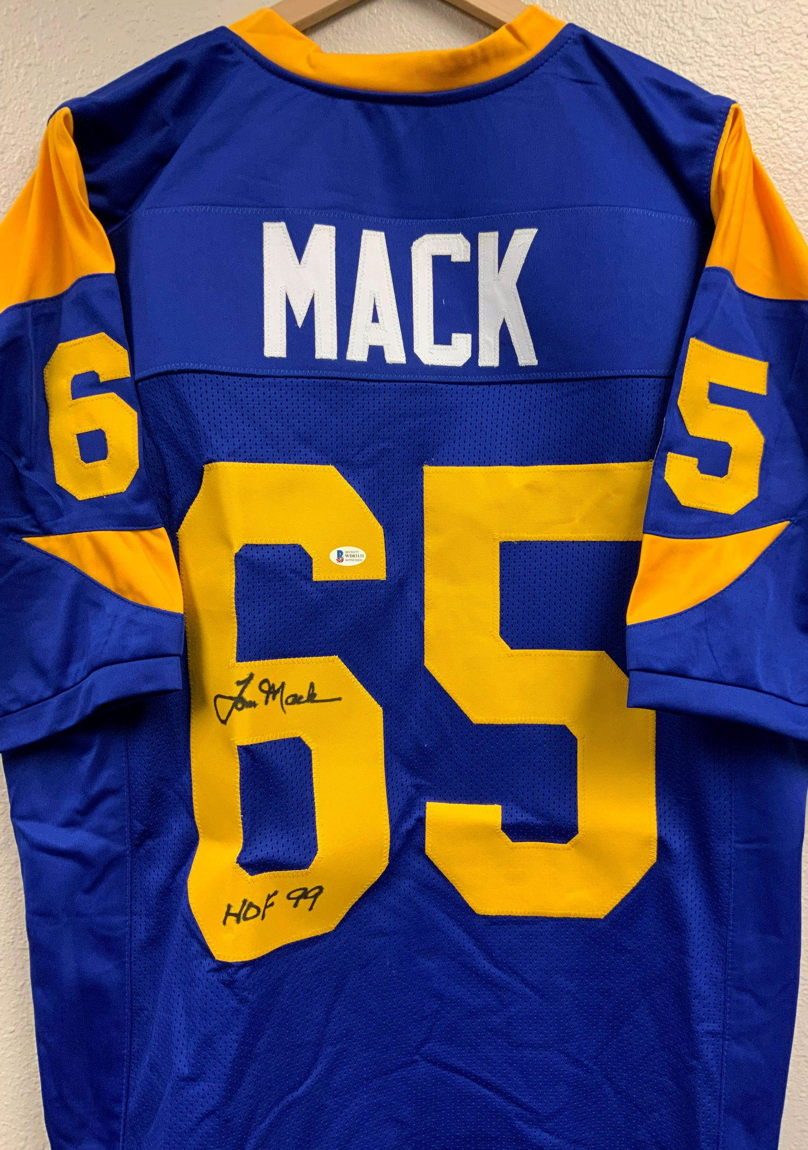 Tom Mack Autographed Beckett Authenticated Jersey (1 of 1)