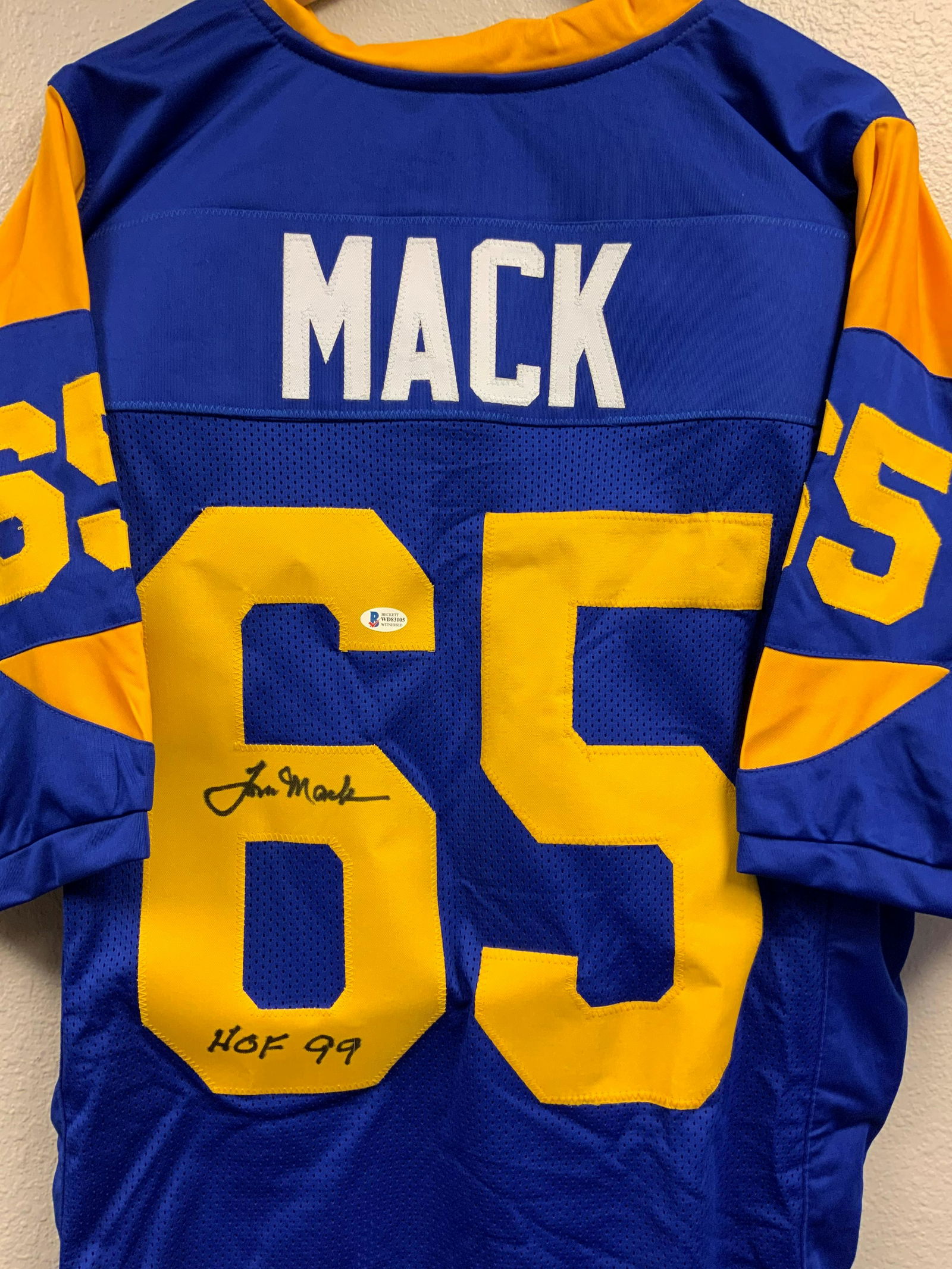 Tom Mack Autographed Beckett Authenticated Jersey (1 of 1)