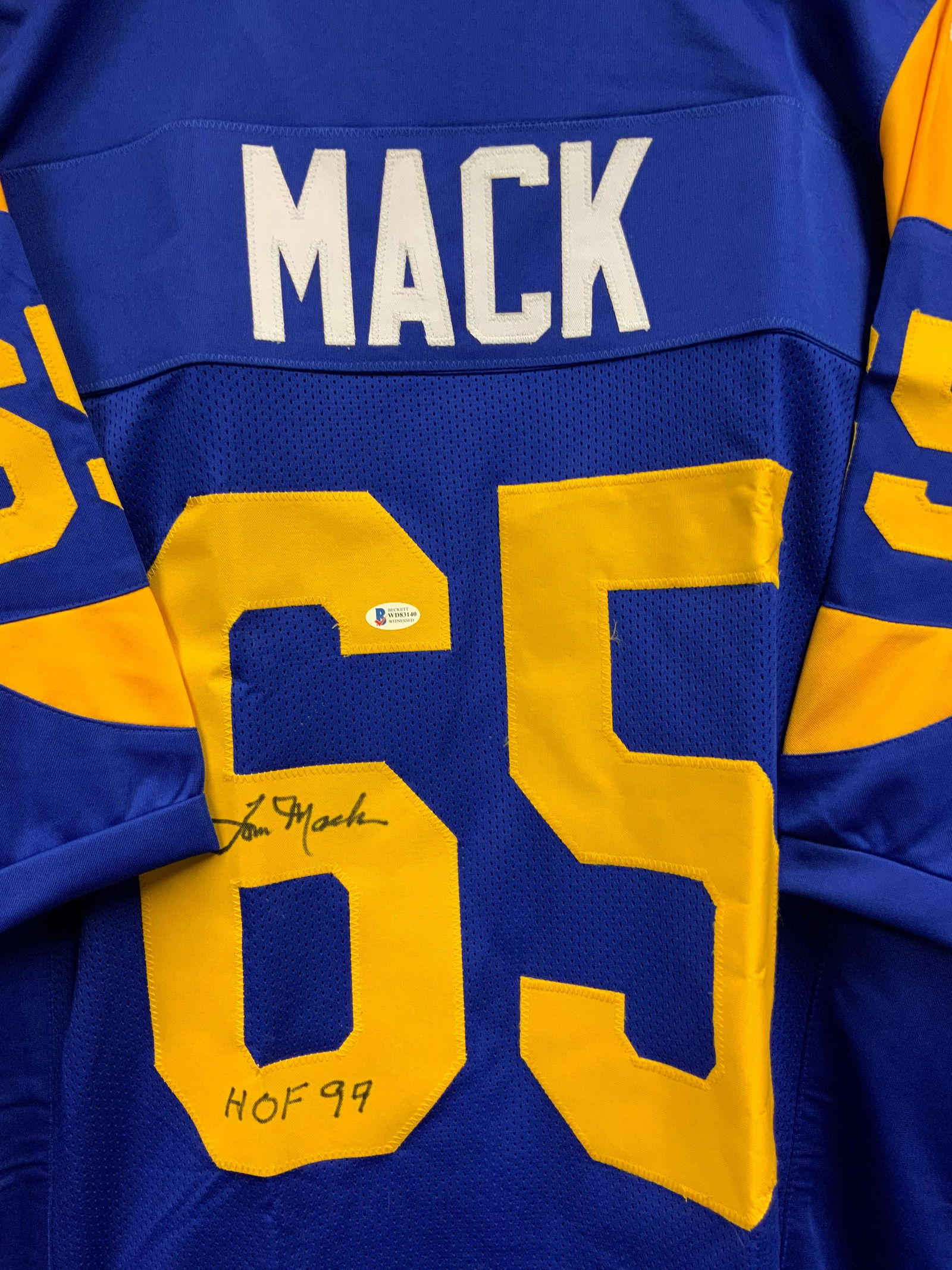 Tom Mack Autographed Beckett Authenticated Jersey (1 of 1)