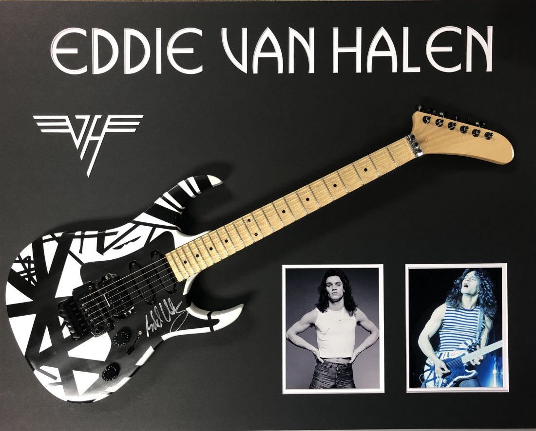 EDDIE VAN HALEN AUTOGRAPHED FRAMED CUSTOM GUITAR (1 of 1)