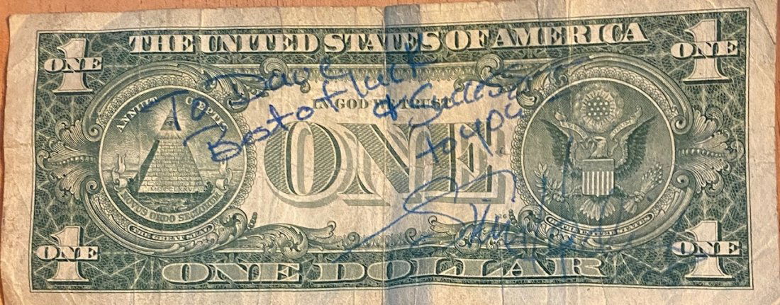 JIMI HENDRIX AUTOGRAPHED $1 BILL (1 of 1)