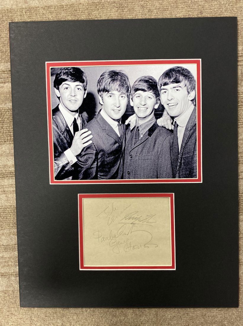 THE BEATLES AUTOGRAPHED DISPLAY ALL4 LENNON (1 of 1)