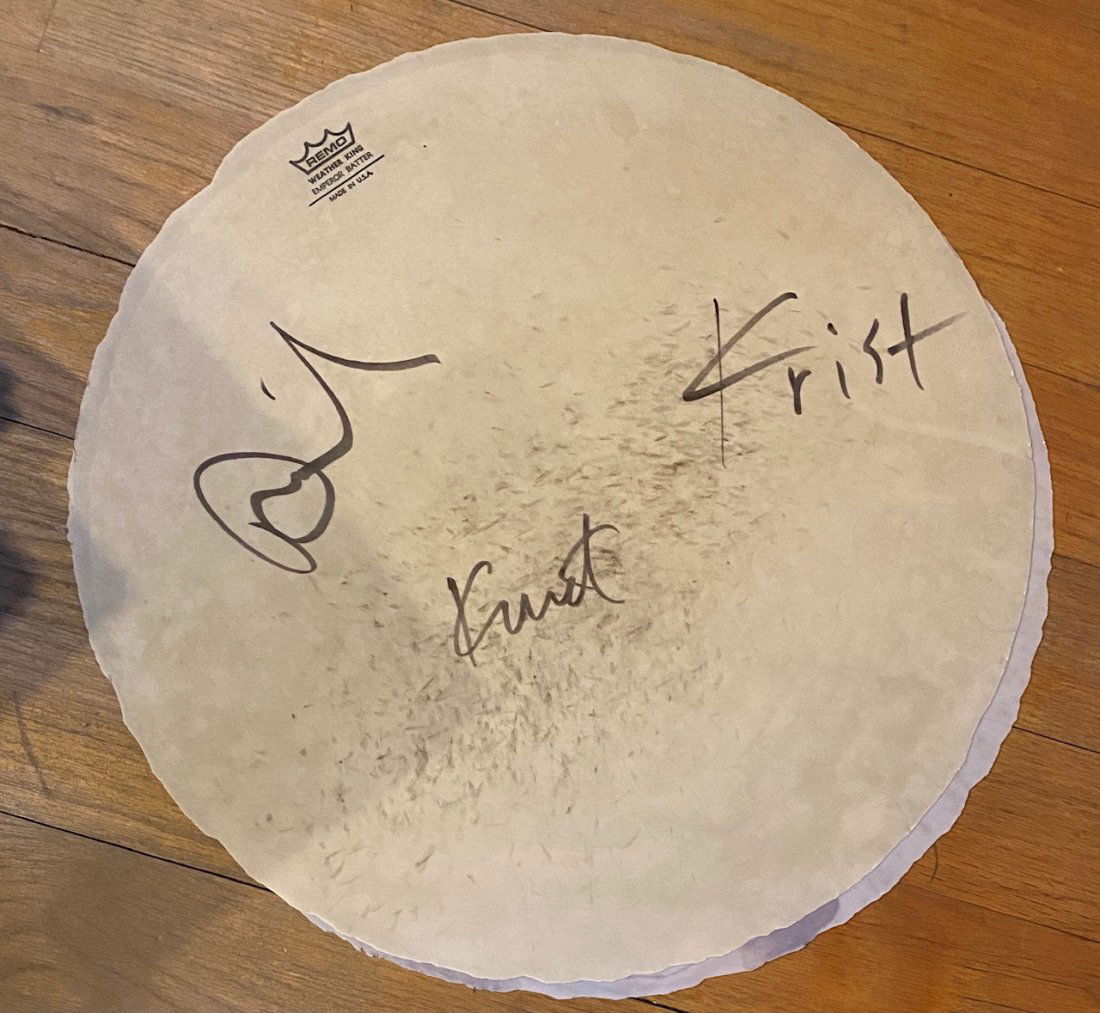 NIRVANA AUTOGRAPHED DRUMHEAD KURT DAVE KRIST (1 of 1)