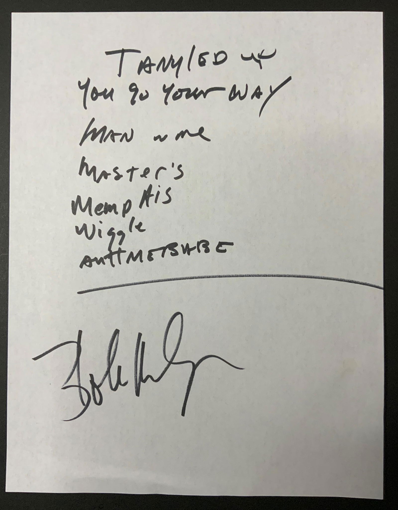 Bob Dylan Autographed Hand Written Setlist (1 of 1)
