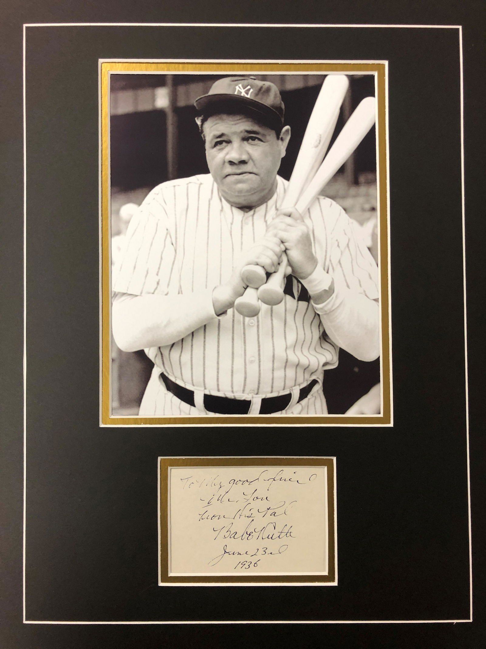 Babe Ruth Autographed Handwritten Dedication (1 of 1)
