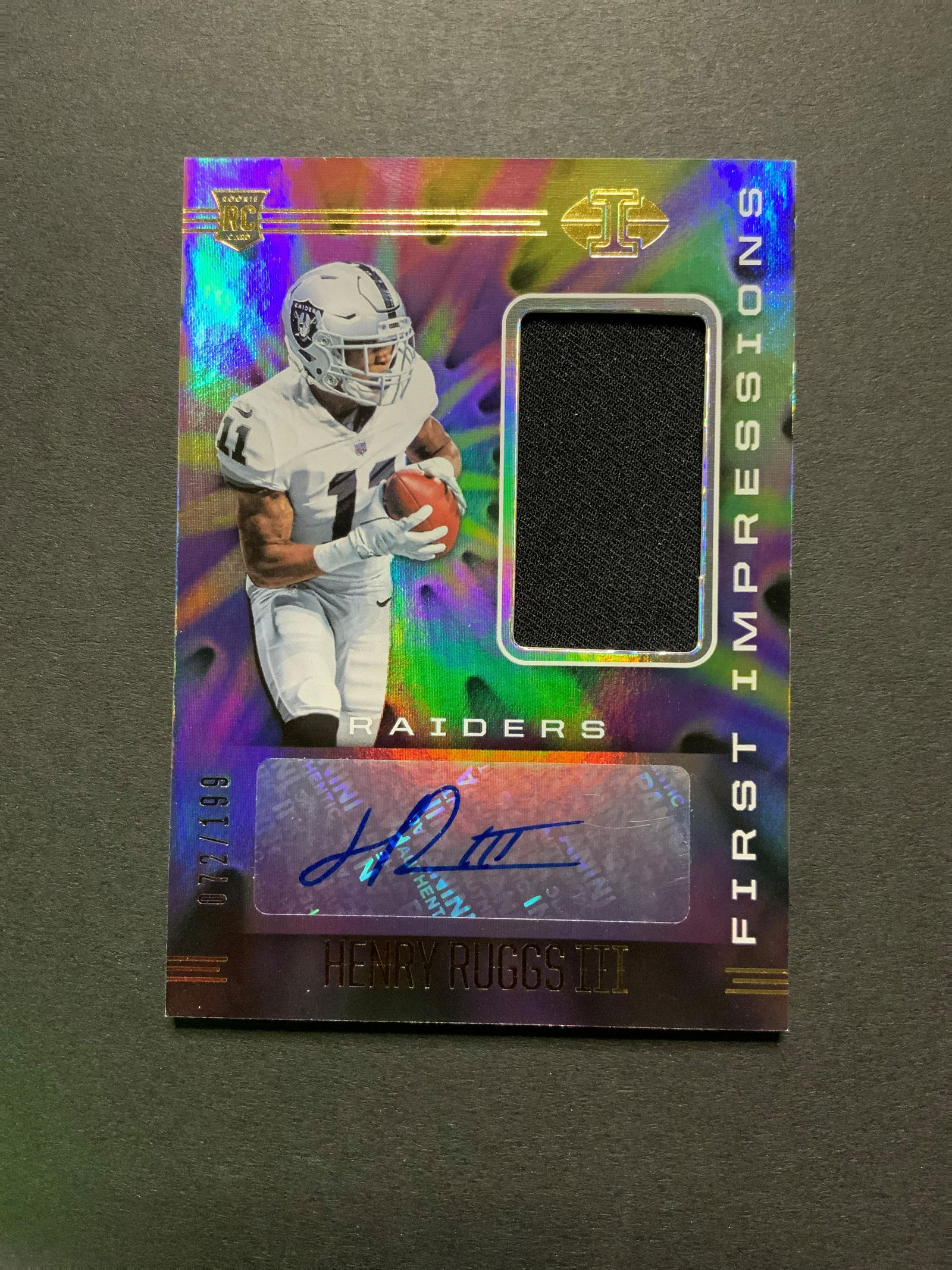 Henry Ruggs III Panini 72/199 Signature Card (1 of 2)