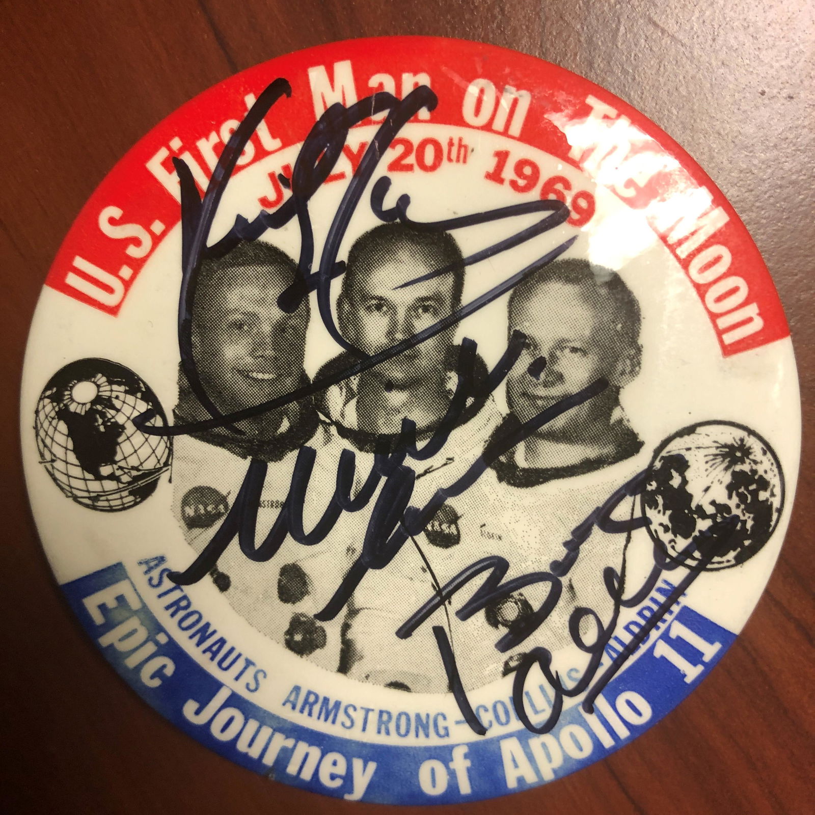 Apollo 11 Collector Pin autographed by all 3 (1 of 1)