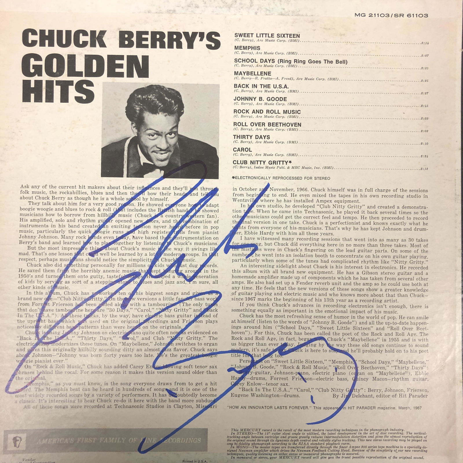 Chuck Berry Autographed  Album Cover (1 of 1)