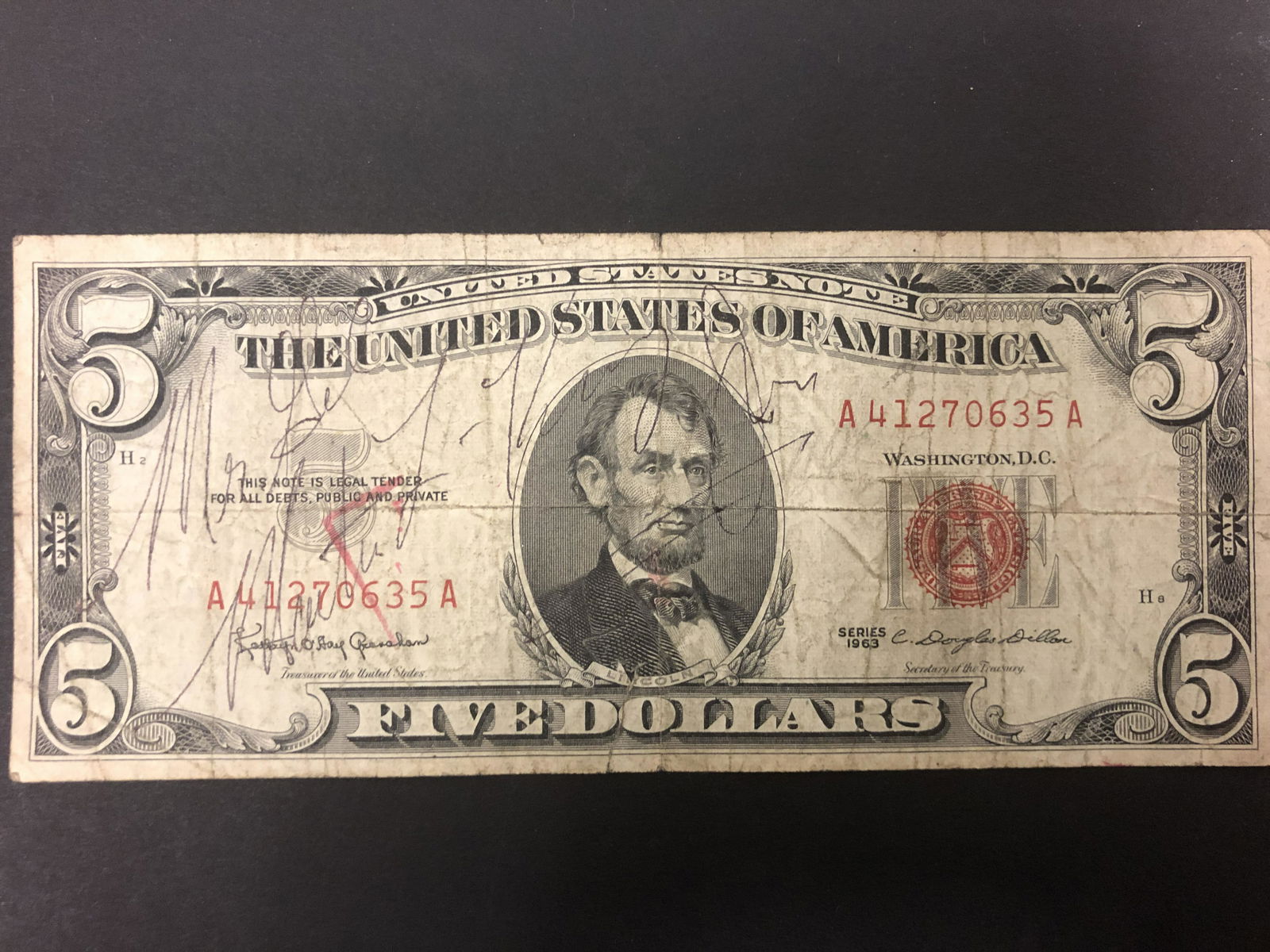 Martin Luther King Jr. Autographed $5 Bill (1 of 1)