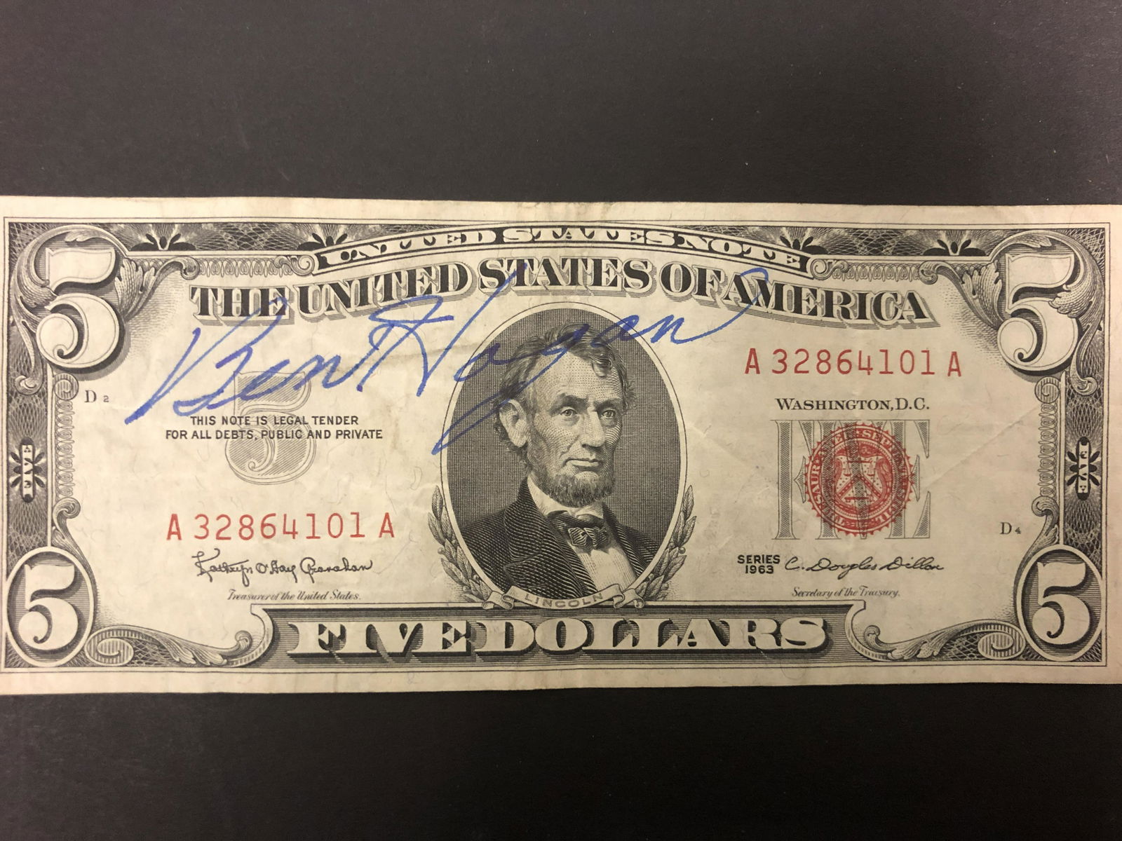 Ben Hagan Autographed $5 bill (1 of 1)