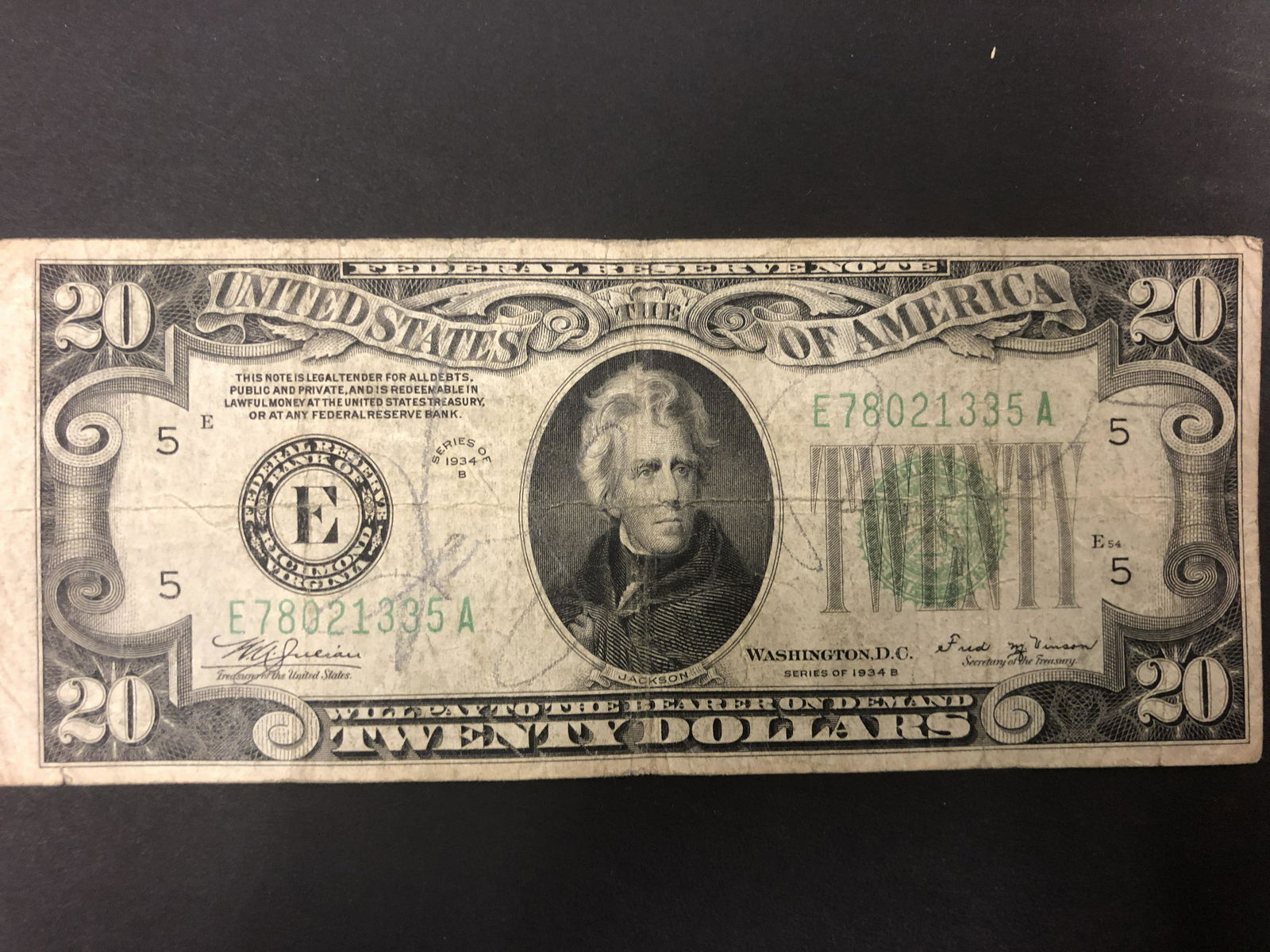 Humphrey  Bogart Autographed $20 Bill (pencil) (1 of 1)