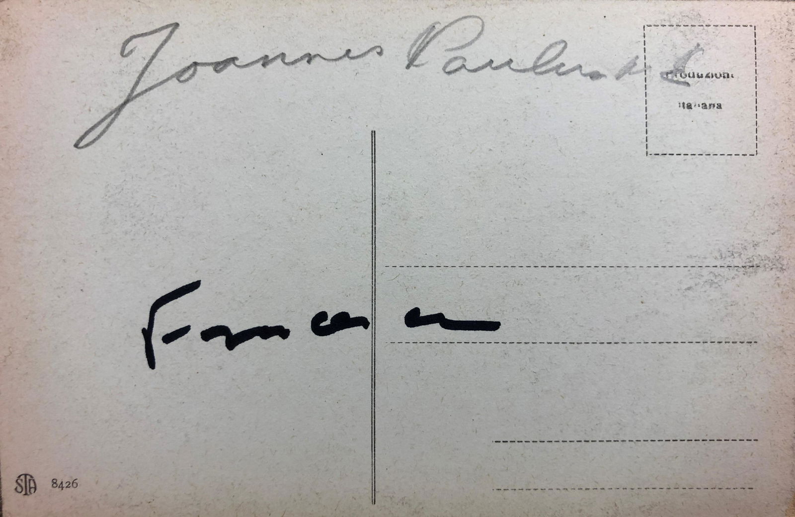 Pope John Paul II and Pope Frances Autographed Post (1 of 1)