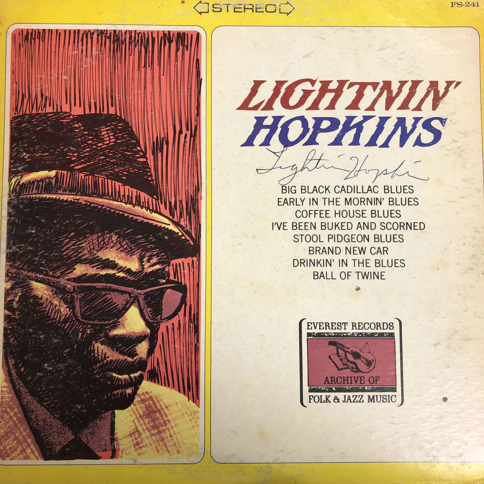 Lightnin' Hopkins Autographed Album Cover (1 of 1)