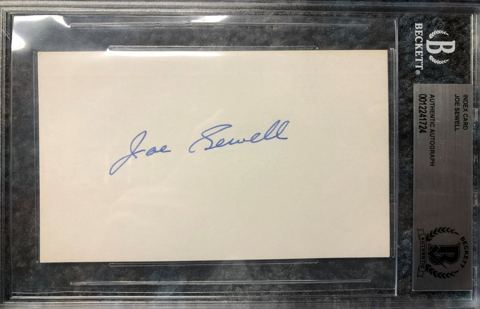 Joe Sewell Becket Authenticated Slabbed Autograph Card (1 of 1)
