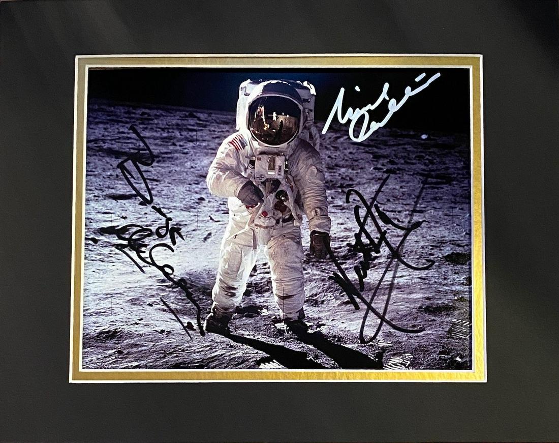Apollo 11 Autographed Photo Display, Aldrin, Armstrong, (1 of 1)