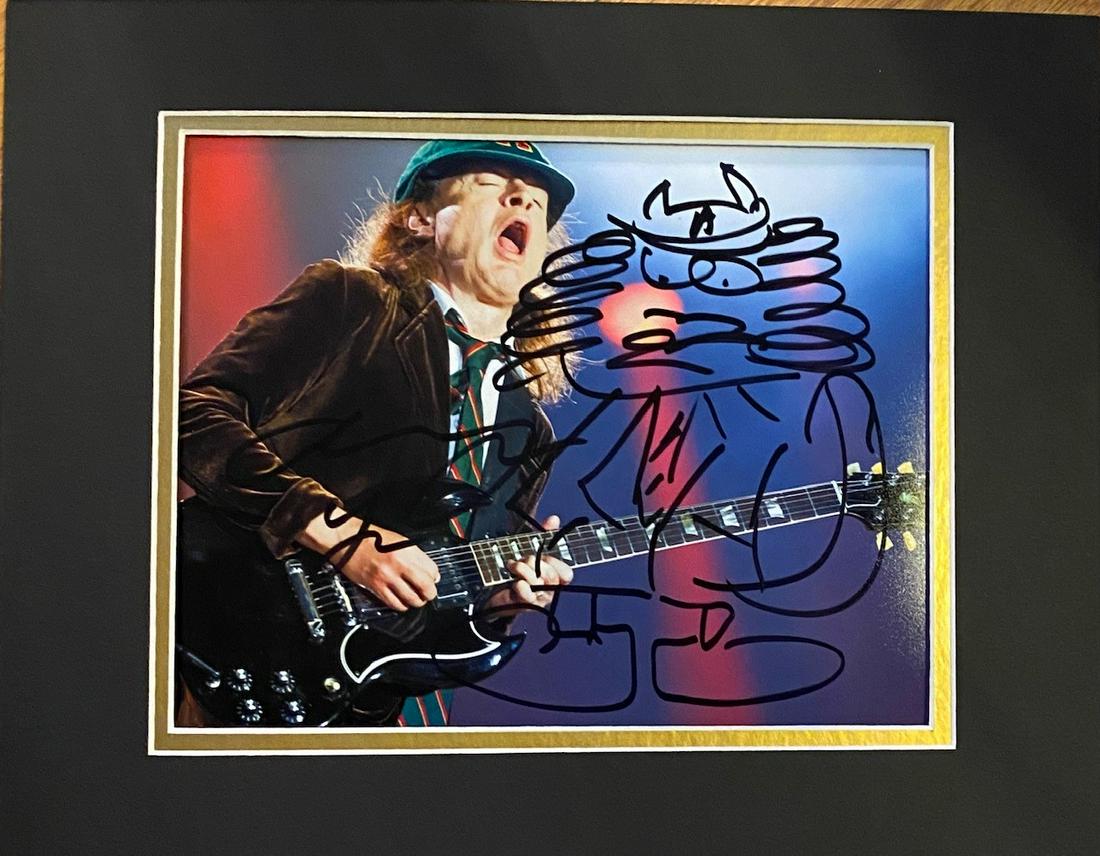 Angus Young Autographed Photo Display (1 of 1)