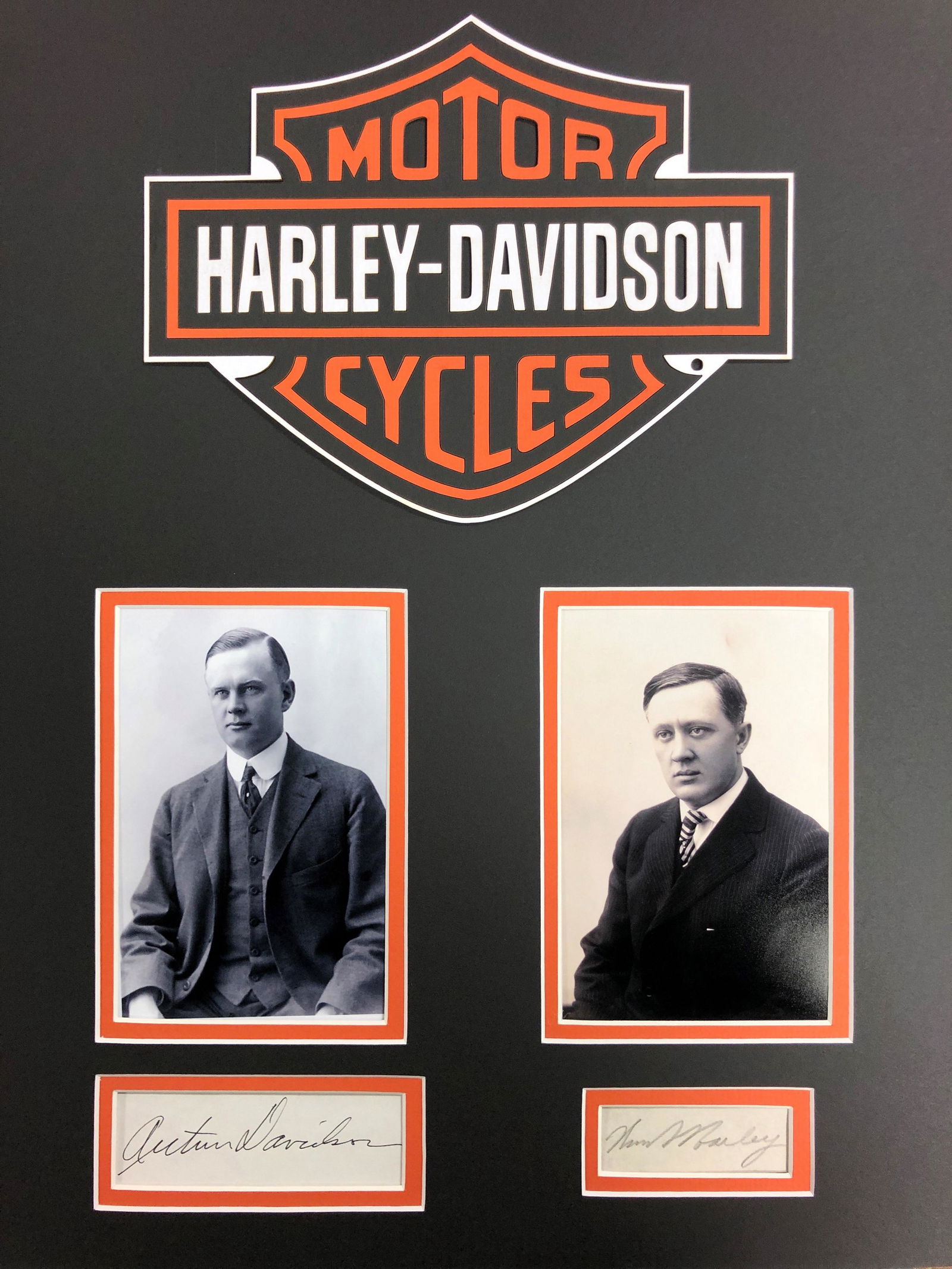 Arthur Davidson and William Harley Autograph Display (1 of 1)