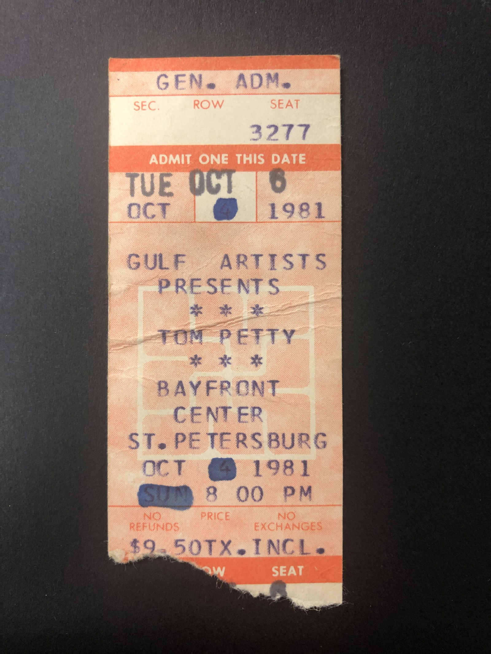 Tom Petty Concert Ticket Stub 10/81 (1 of 1)