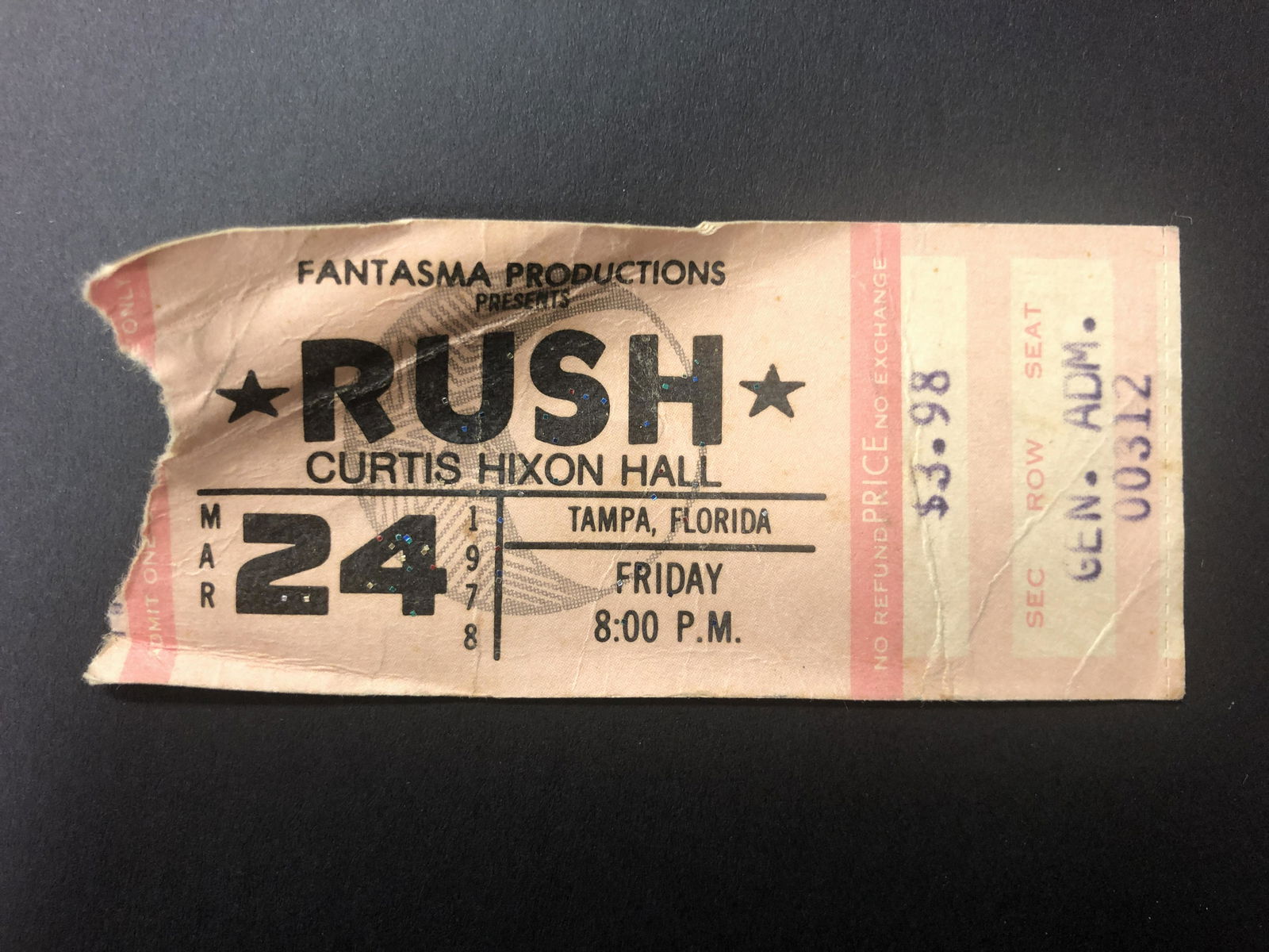 2 Rush Concert Ticket Stubs 3/24/78 (1 of 2)
