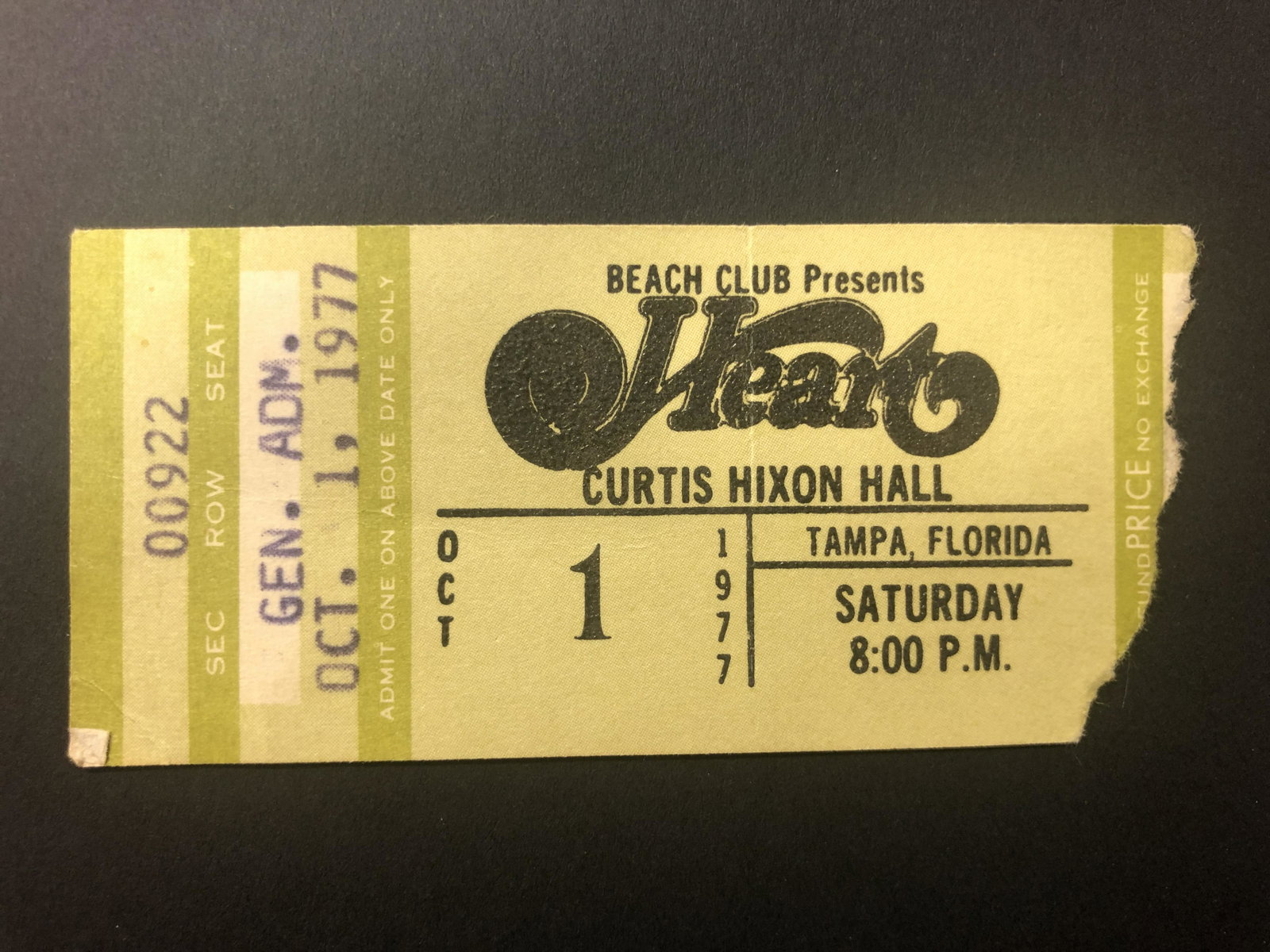 2 Heart Concert Ticket Stubs 10/1/77: Displays are not framed, and can be framed for a cost. Framed items will state they are framed in the name of the item. Ask any and all questions BEFORE bidding. Signed album covers are not guaranteed