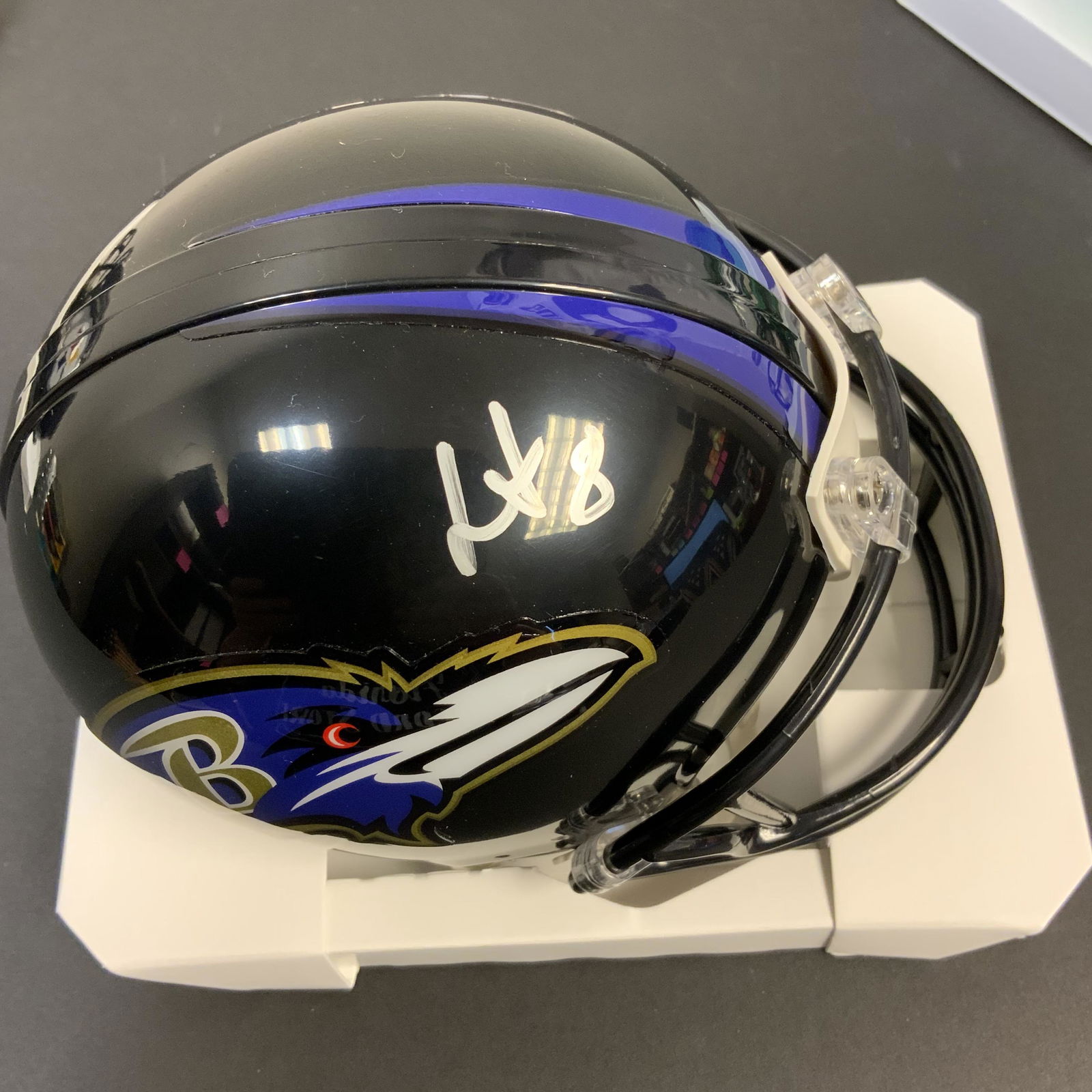 Lamar Jackson Autographed Mini Helmet (1 of 1)