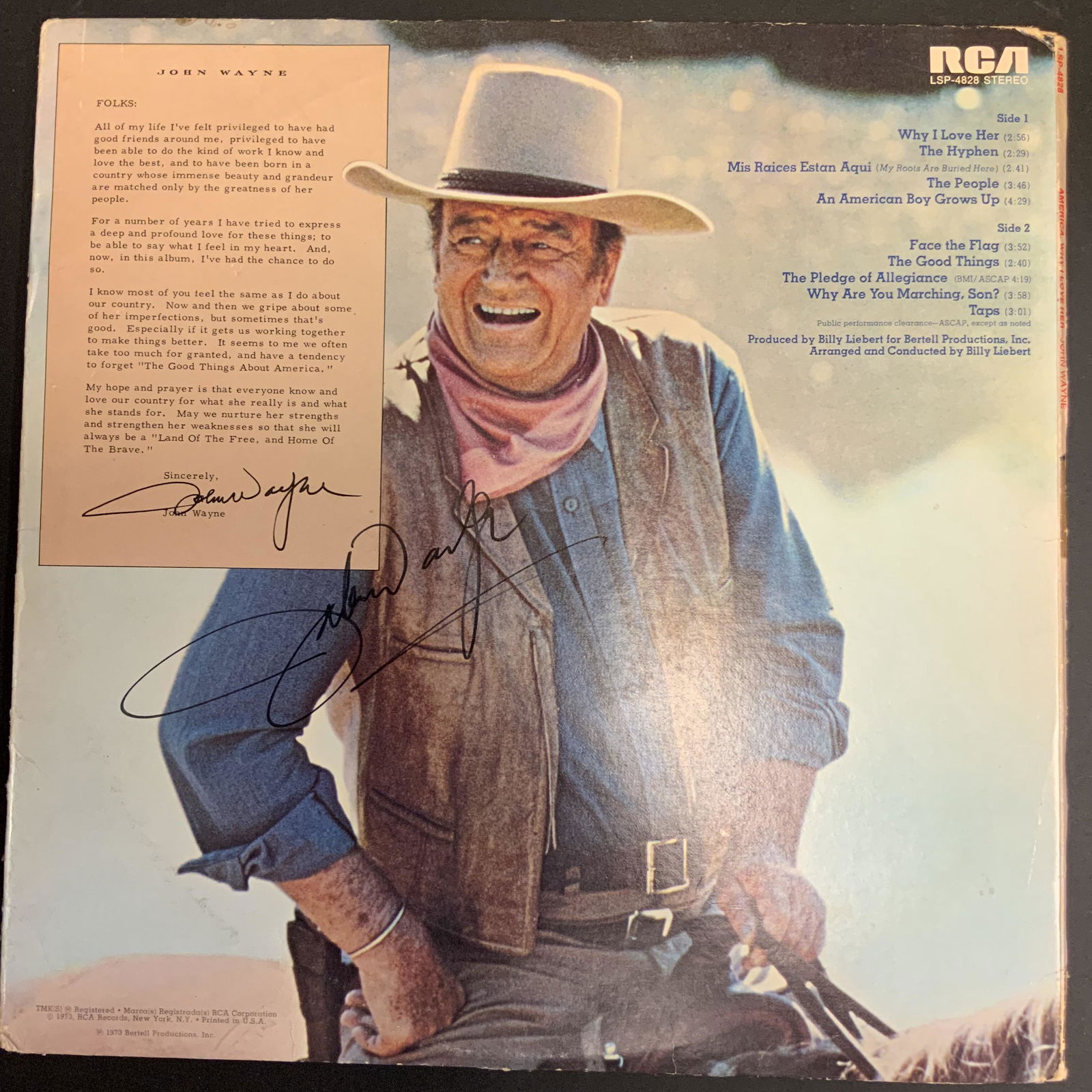 John Wayne Autographed Album Cover (1 of 1)
