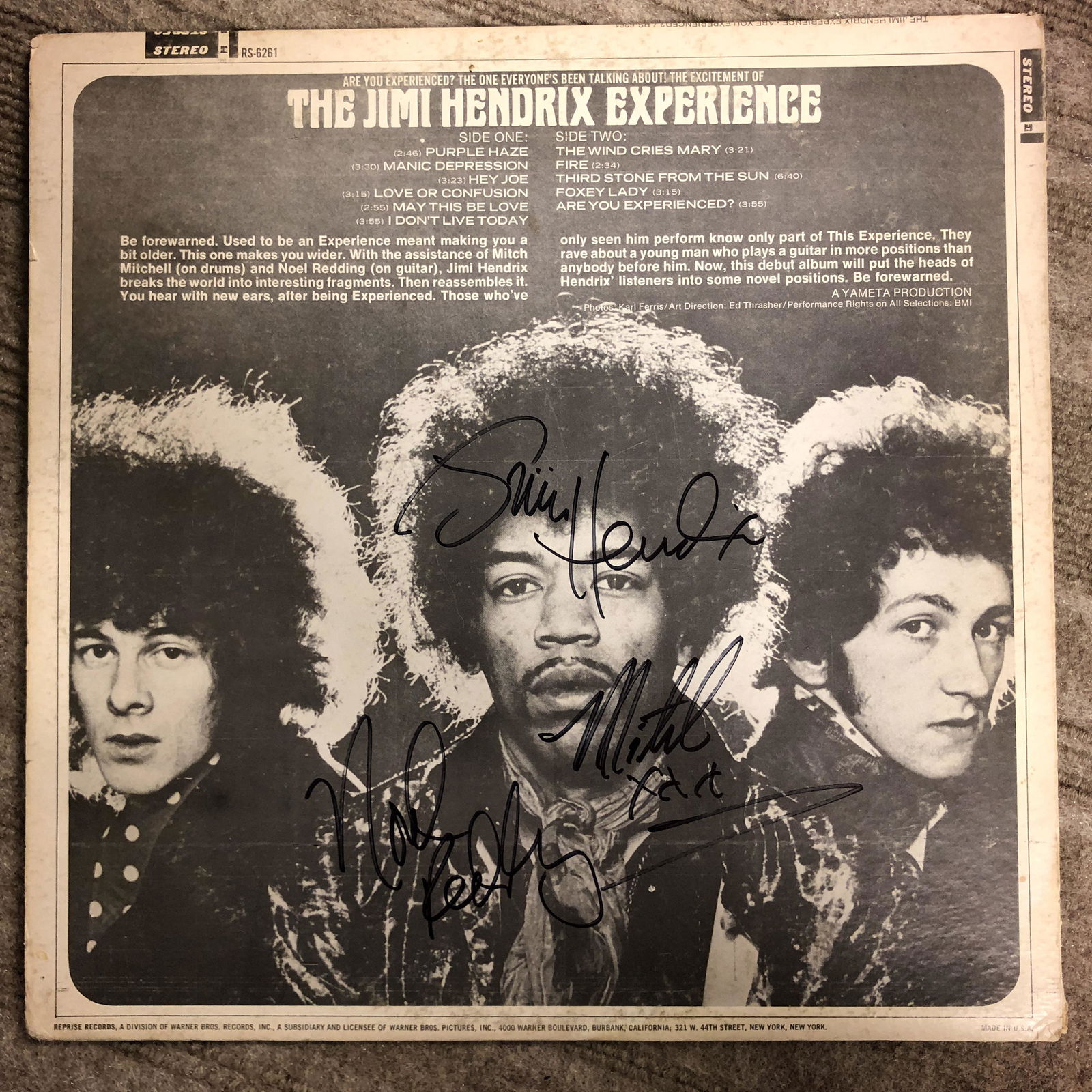 Jimi Hendrix Experience Autographed Album cover, signed (1 of 1)
