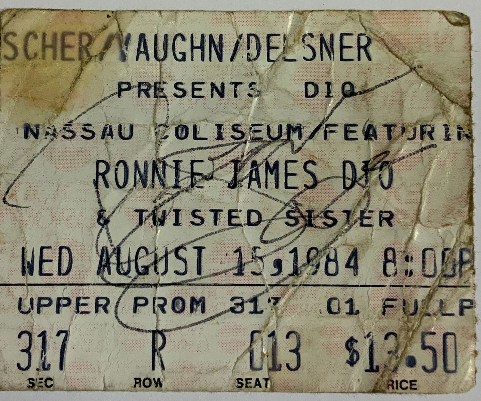 Ronnie James Dio Autographed 1984 Concert Ticket (1 of 1)