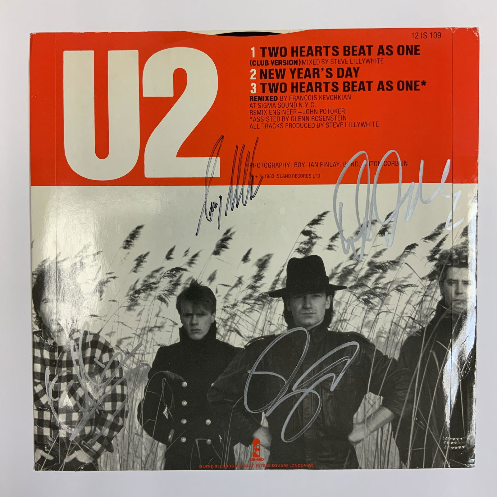 U2 Autographed Album Cover, Signed by all (1 of 1)