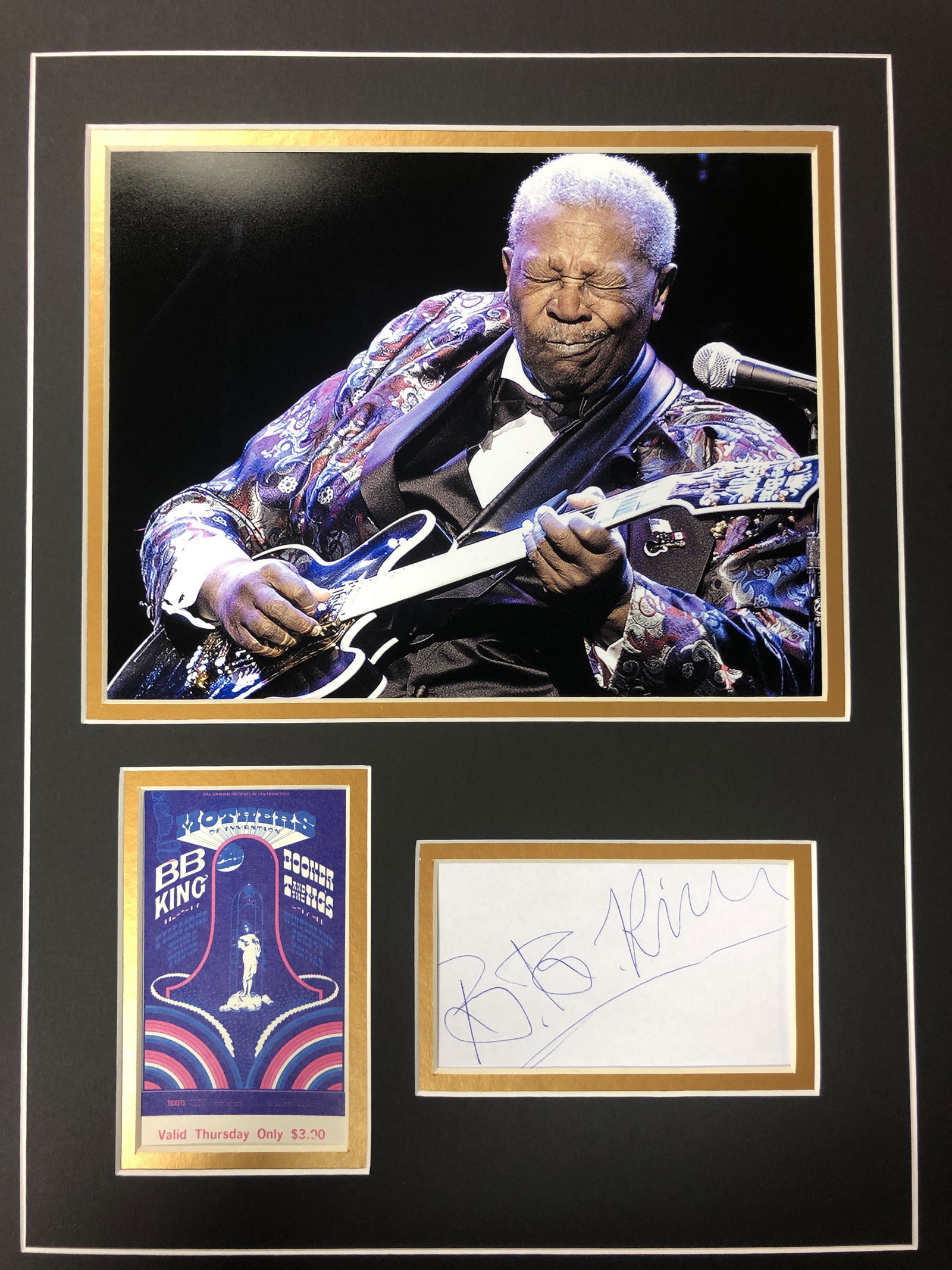 BB King Autograph Display with Original Ticket from (1 of 1)
