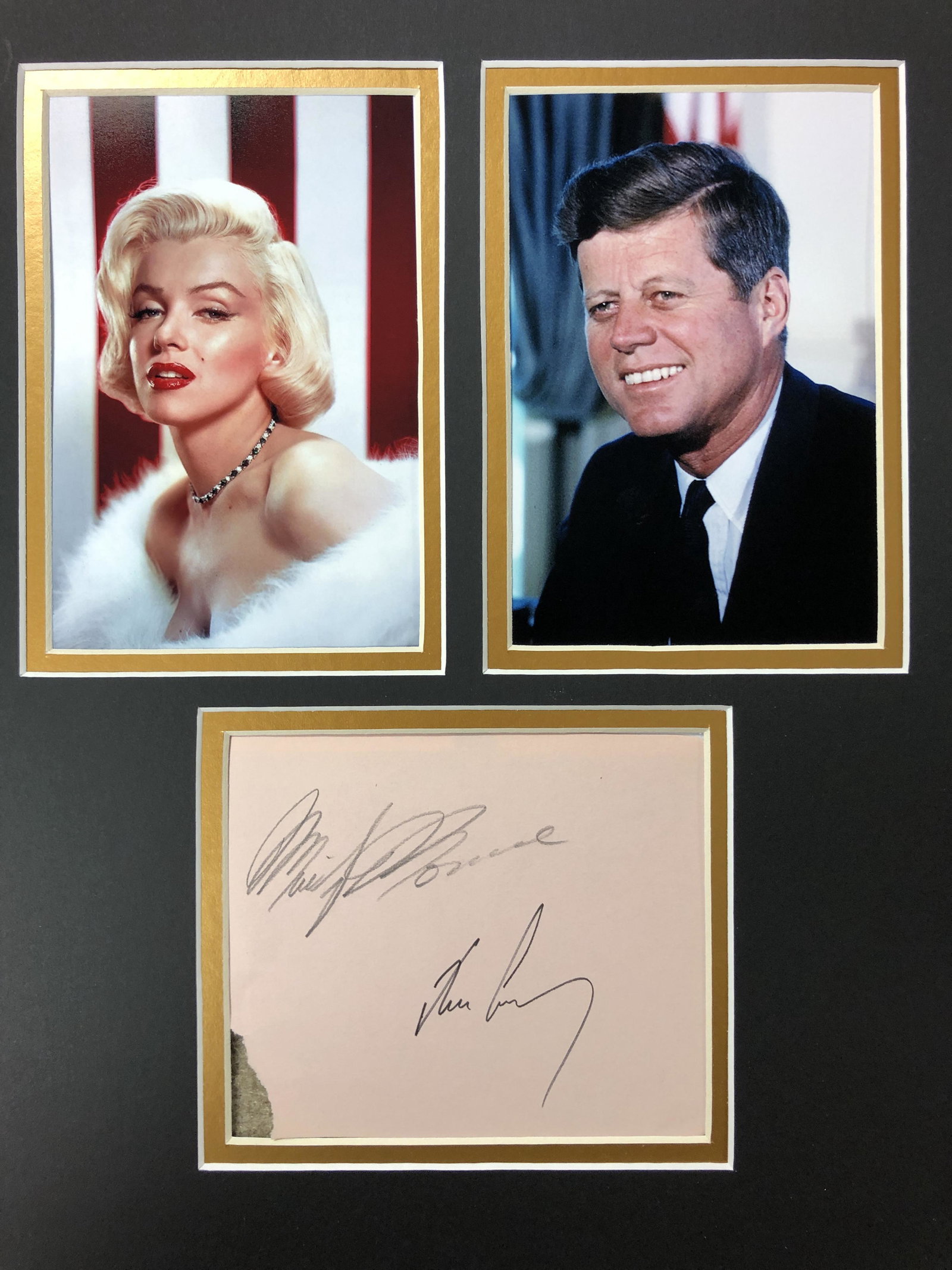 Marilyn Monroe and John F Kennedy Autograph Display (1 of 1)