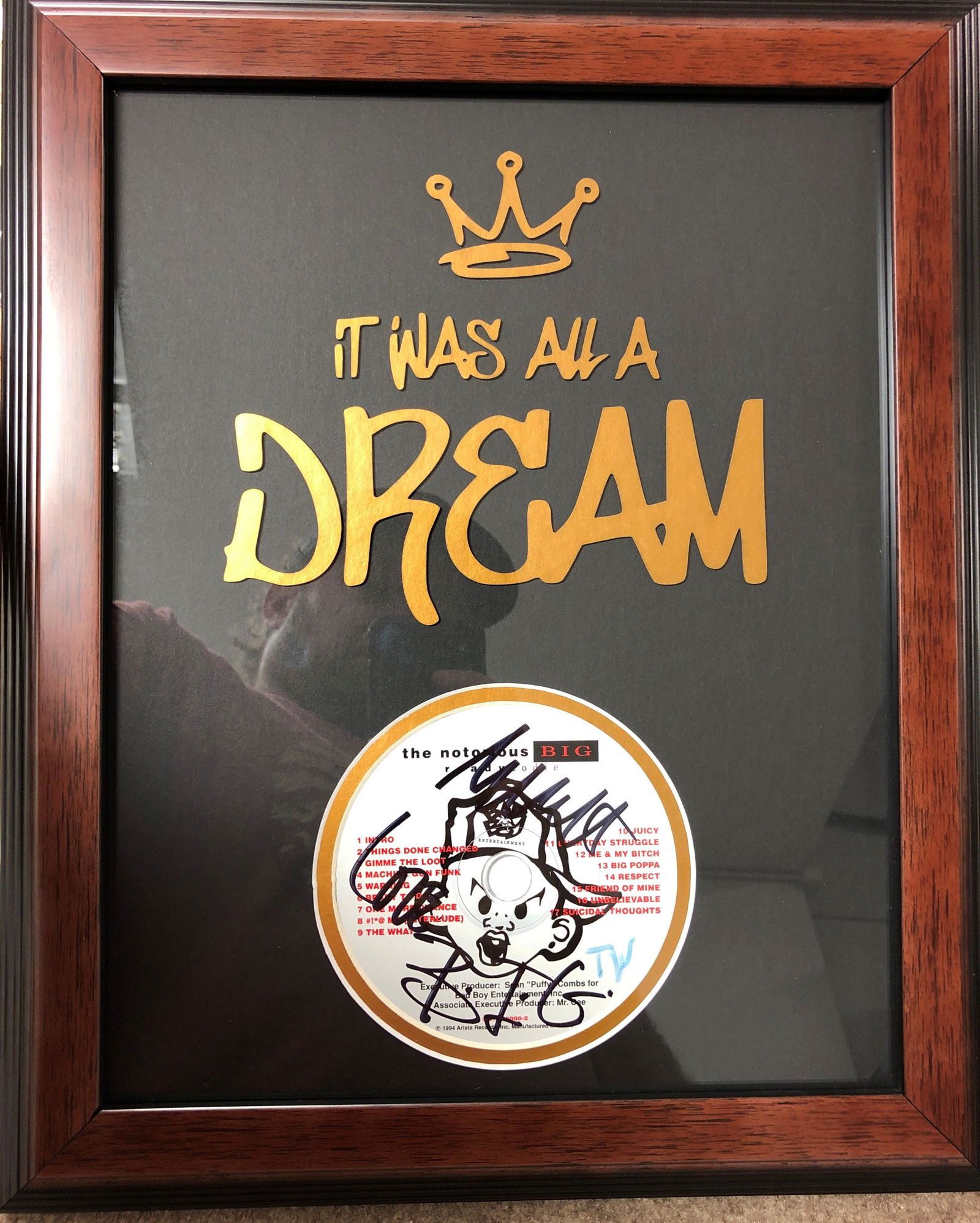 Notorious BIG Autographed CD Display FRAMED (1 of 1)