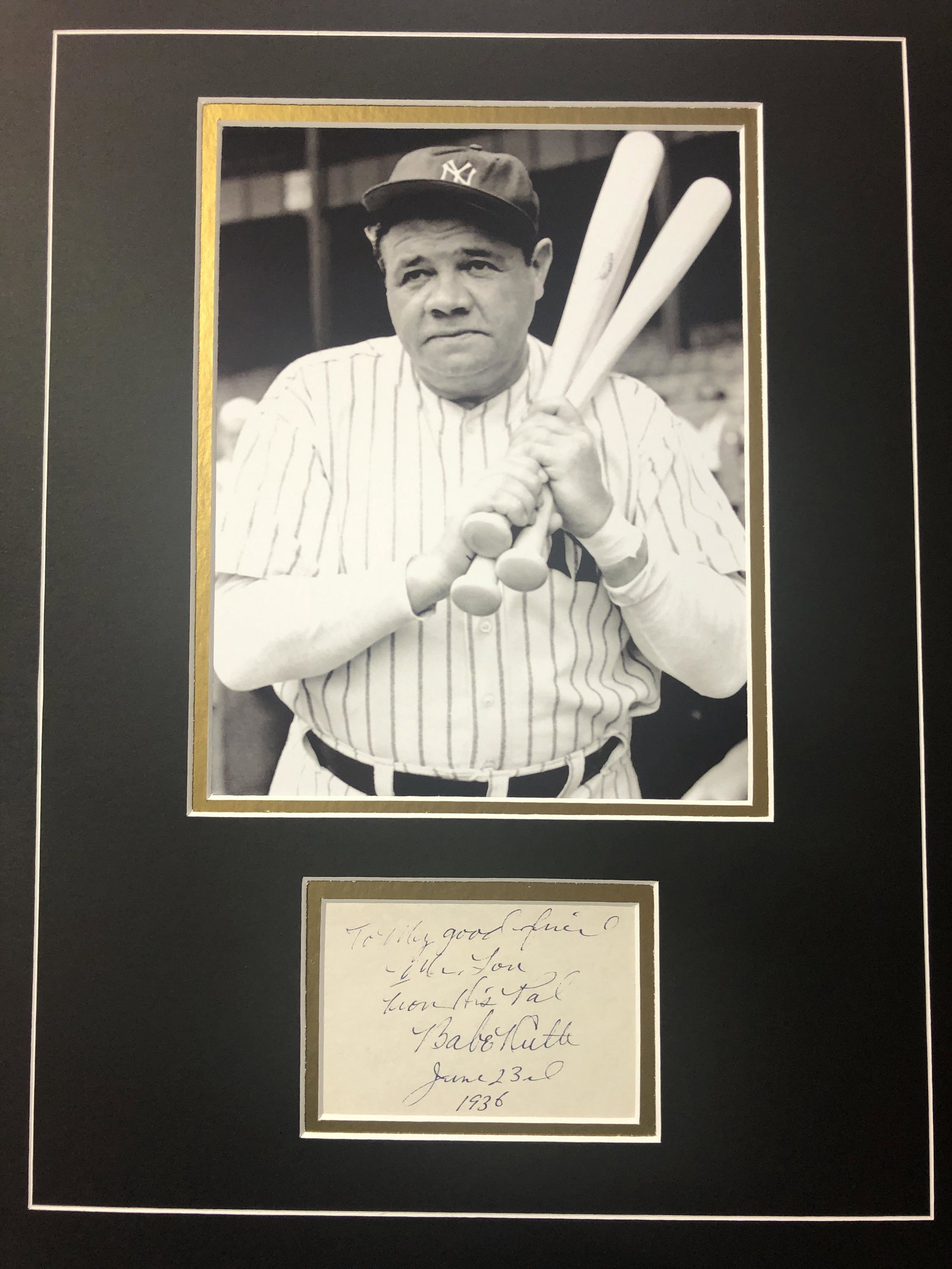 Babe Ruth Signed Dedication Display (1 of 1)