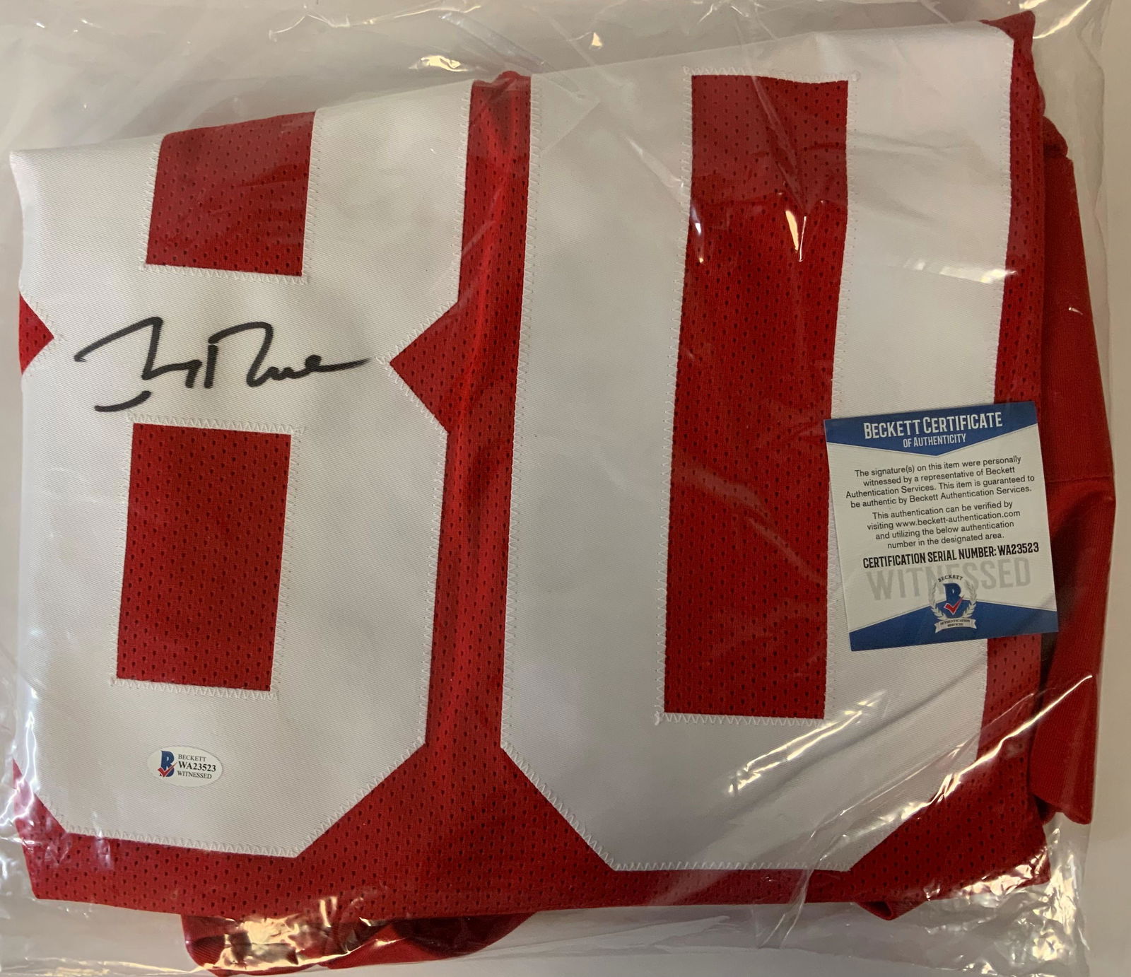 Jerry Rice Beckett Witnessed Autographed Jersey (1 of 1)
